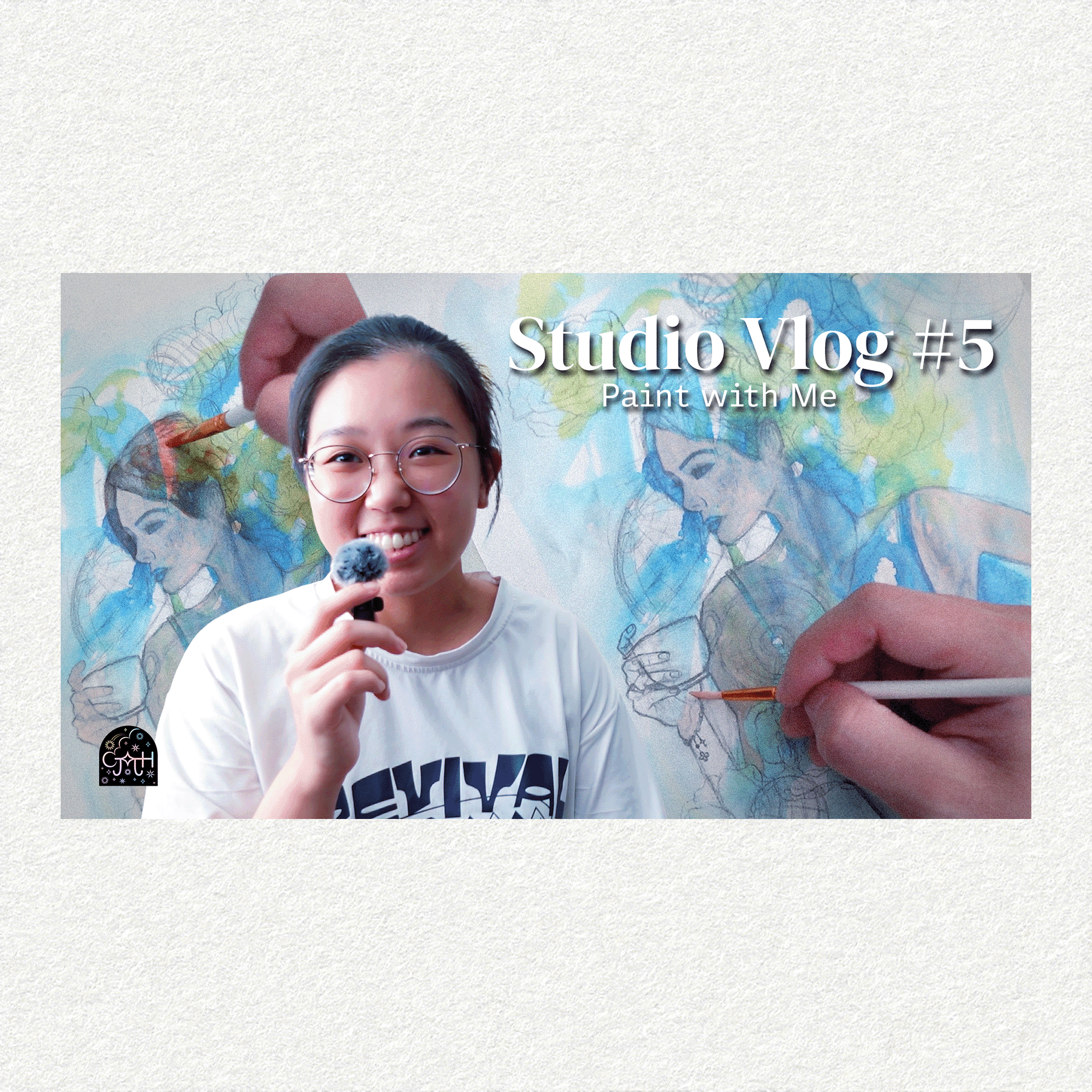 ✷ STUDIO VLOG #5 ✷ Paint with Me~💙☕🌐 | Gouache &amp; Watercolor Process | Chill Painting Session | ASMR