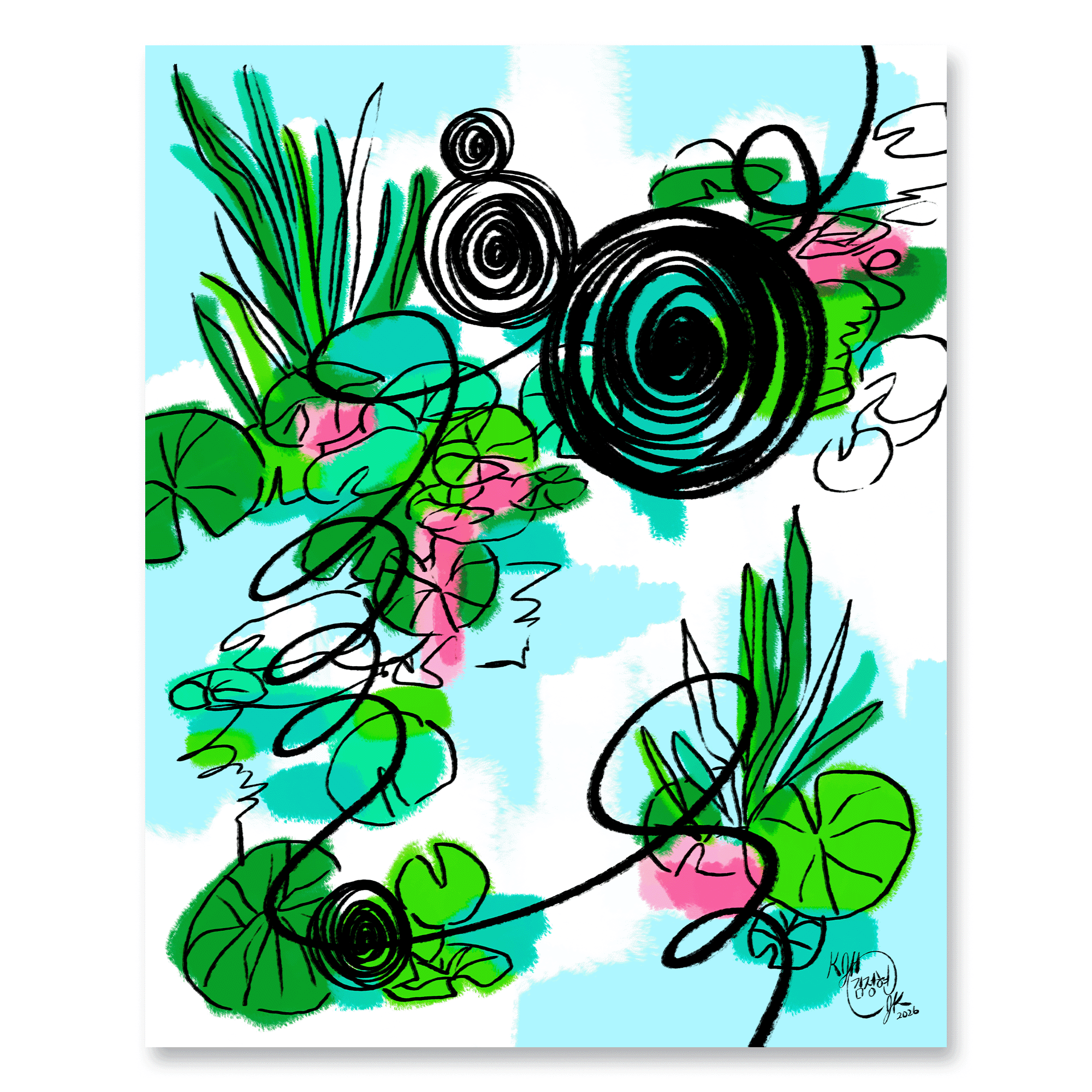 Peaceful Waterlilies V.1  | 평온한 수련 V.1 | Giclee Art Print