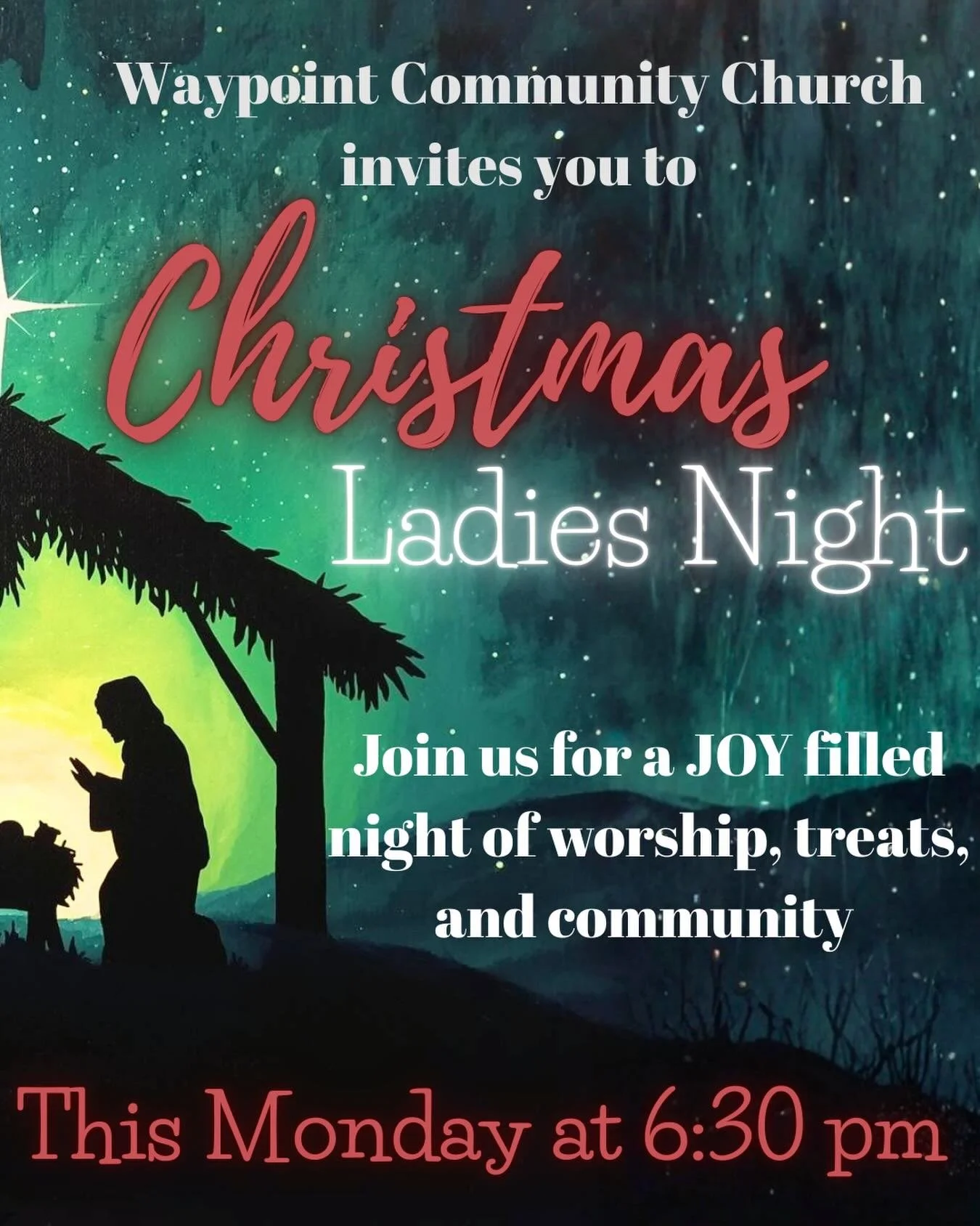 It&rsquo;s almost time!!! Christmas Ladies Night is this Monday! Invite all the ladies in your life and join us for a night of Joy! Will also include treats, fun, community, and encouragement! And it&rsquo;s FREE!! You won&rsquo;t want to miss it!! B