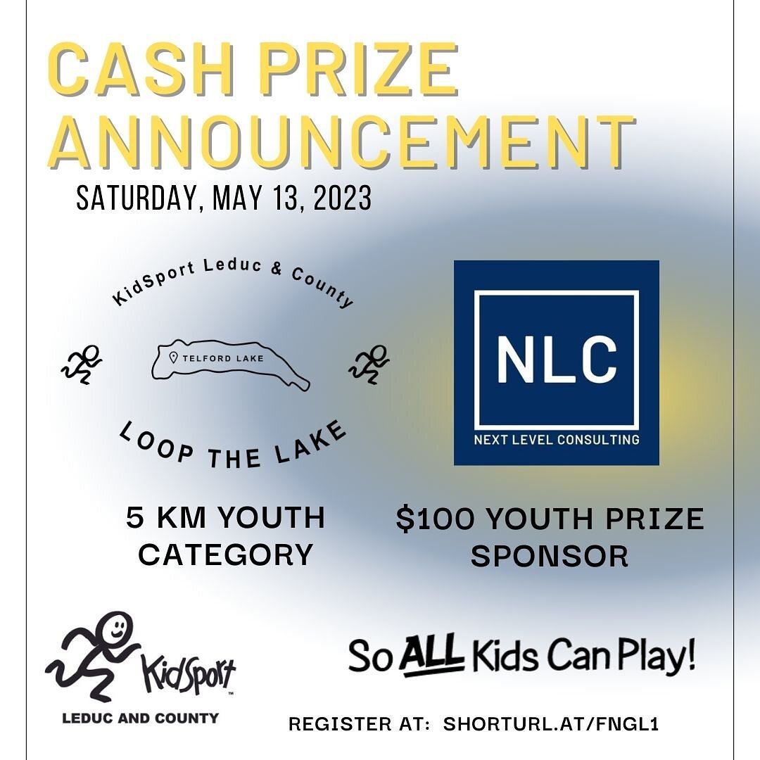 We are excited to sponsor the @kidsportleduc Loop the Lake 5km Youth Prize! The 10km race now has a sponsor too! Spread the word and let the runners in your life know they could win when they support KidSport Leduc and County! #soallkidscanplay #what
