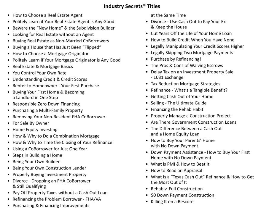 Real Estate & Mortgage Secrets that can save big money!