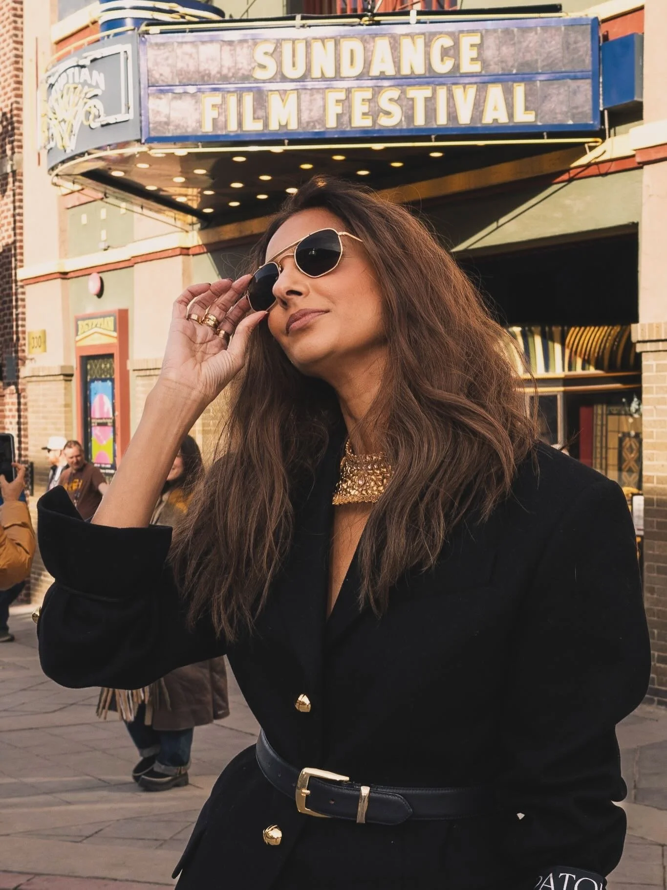 @sundancenow premier of 
See You When I See You- 
I left my &hearts;️ in a theater in Park City. 
🙏 and love you @jayduplass @markduplass 

👗 @patou 
👠 @larroude 
 💄 Edward Cruz
💍 @tanfrance &lsquo;s own!
Styled by @caileybreneman 
Most pics by 