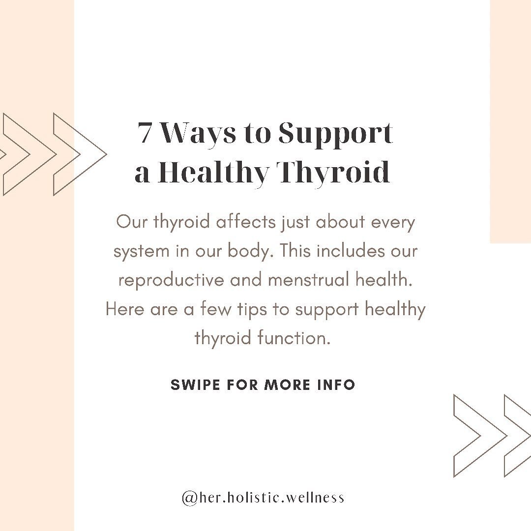 [Swipe] Yesterday I talked about why the thyroid is so important to your period and other aspects of your reproductive health as well as what can go wrong when the thyroid is not functioning properly.⁣
⁣
Today, I&rsquo;ll be going over some strategie