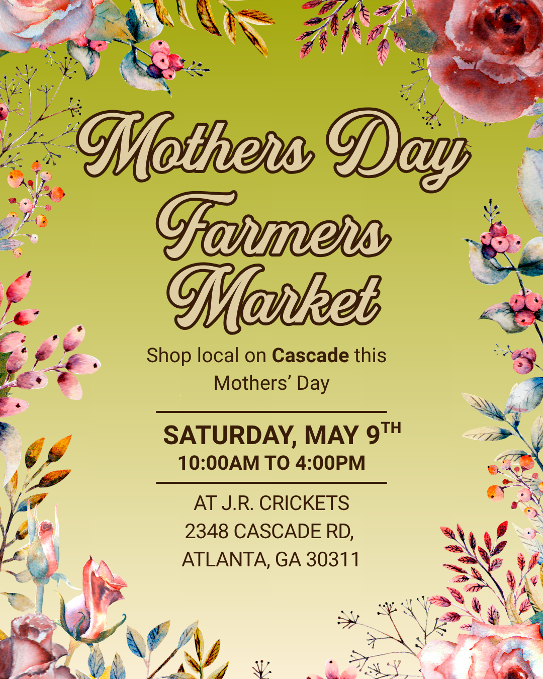 Mothers Day Farmers Market on Cascade