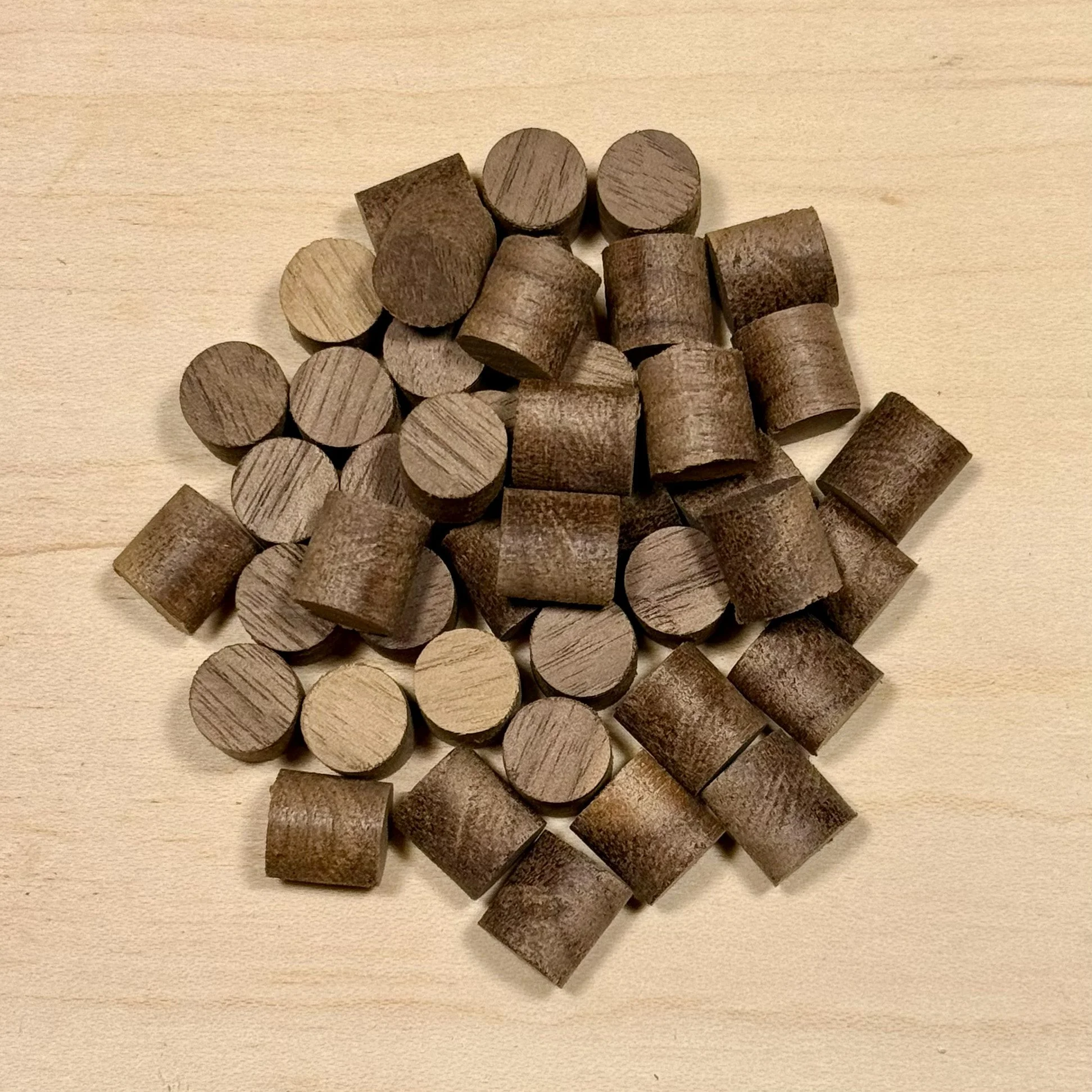 Black Walnut premium face grain wood plugs handcrafted in Portland Oregon by Licari Woodworks
