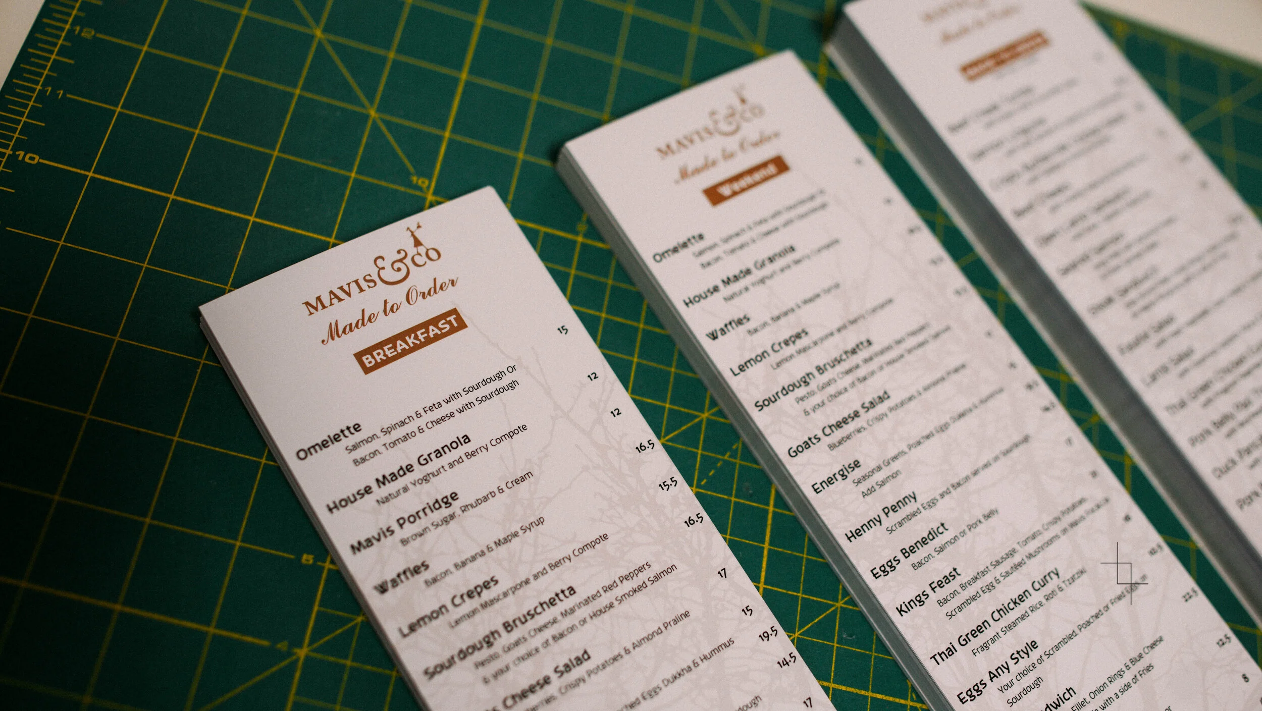 laminate rectangle menu for Mavis & Co
