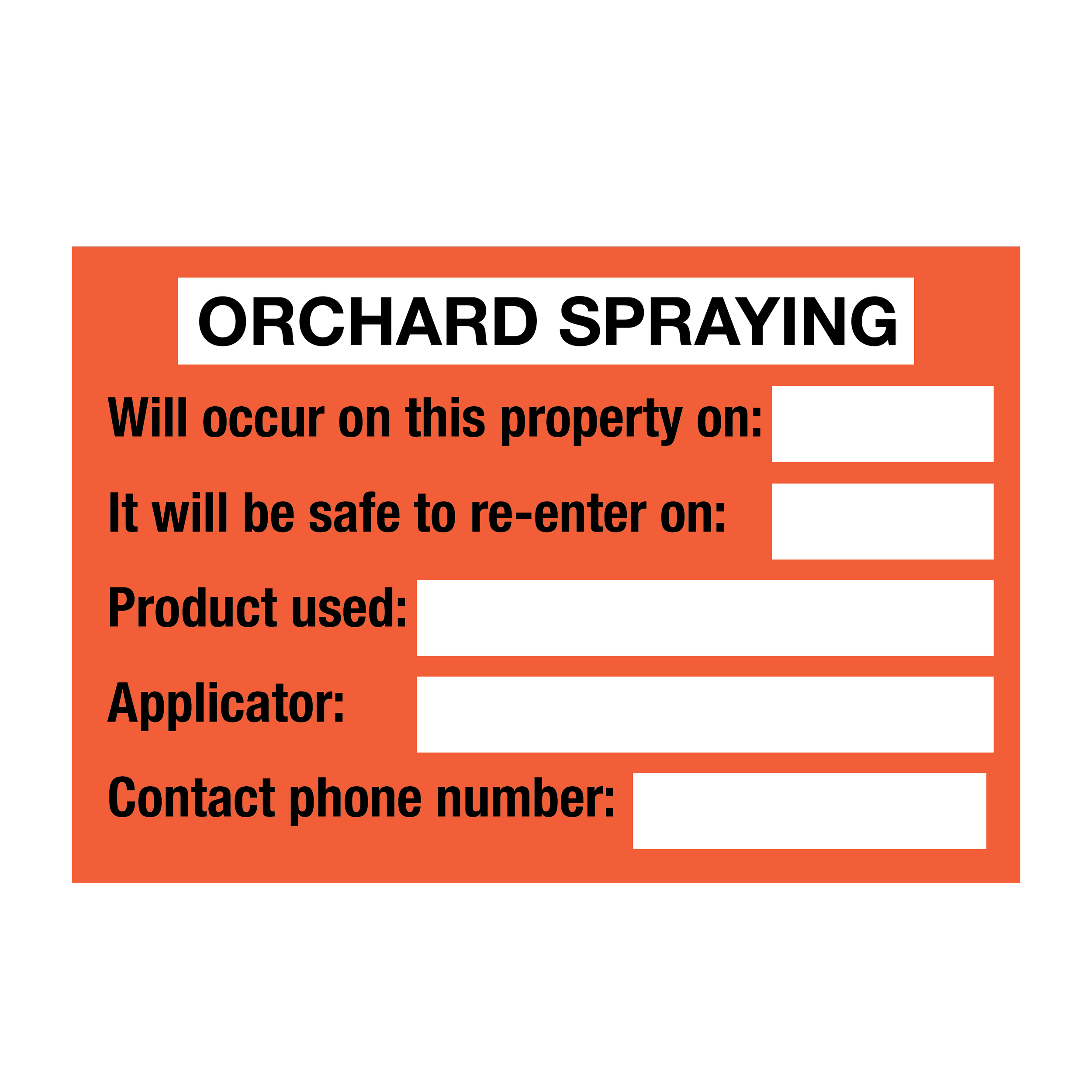 Orchard Spraying Sign