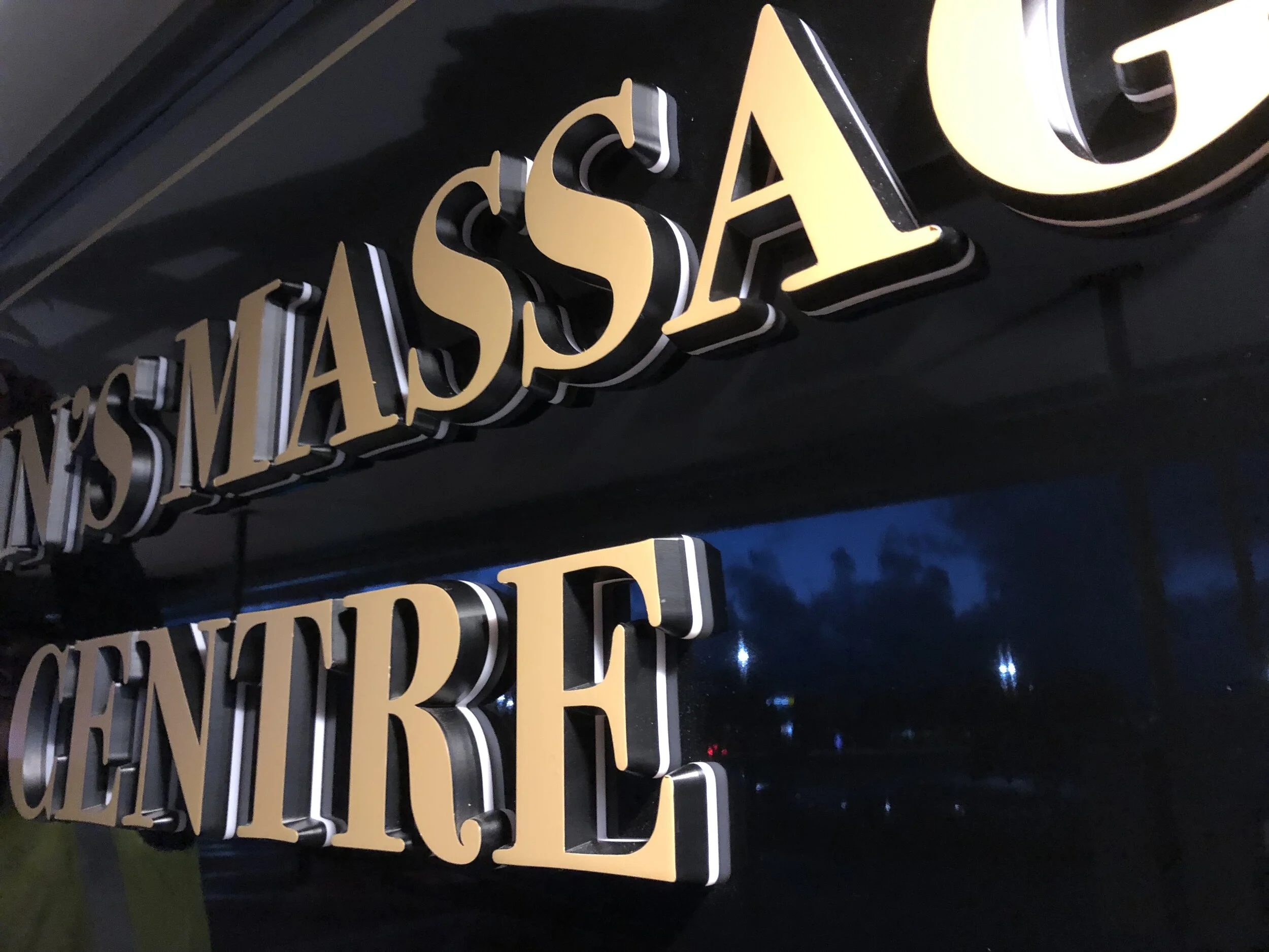 Ann's Massage Centre Lettering back lit lightbox