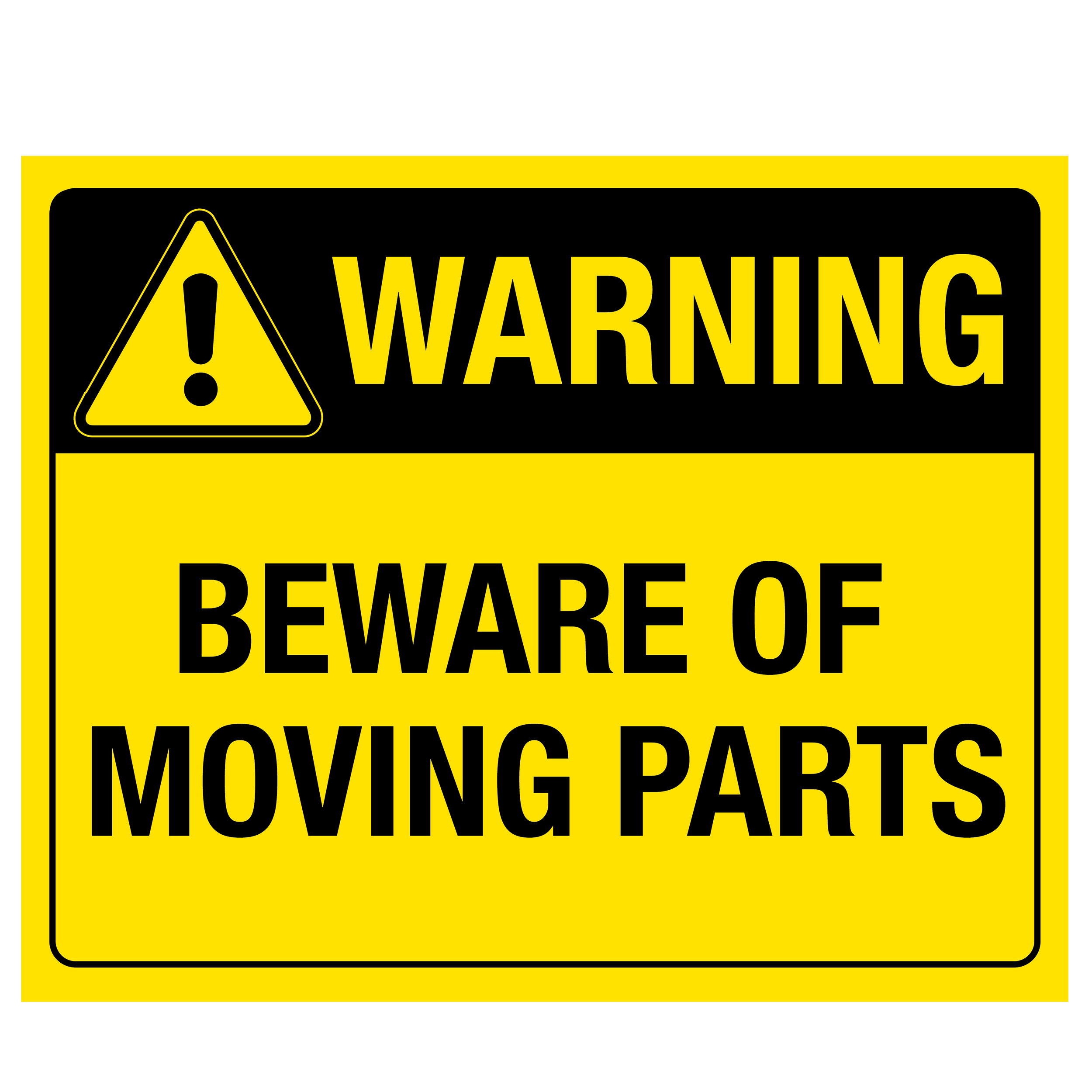 Warning Beware of Moving Parts Signs