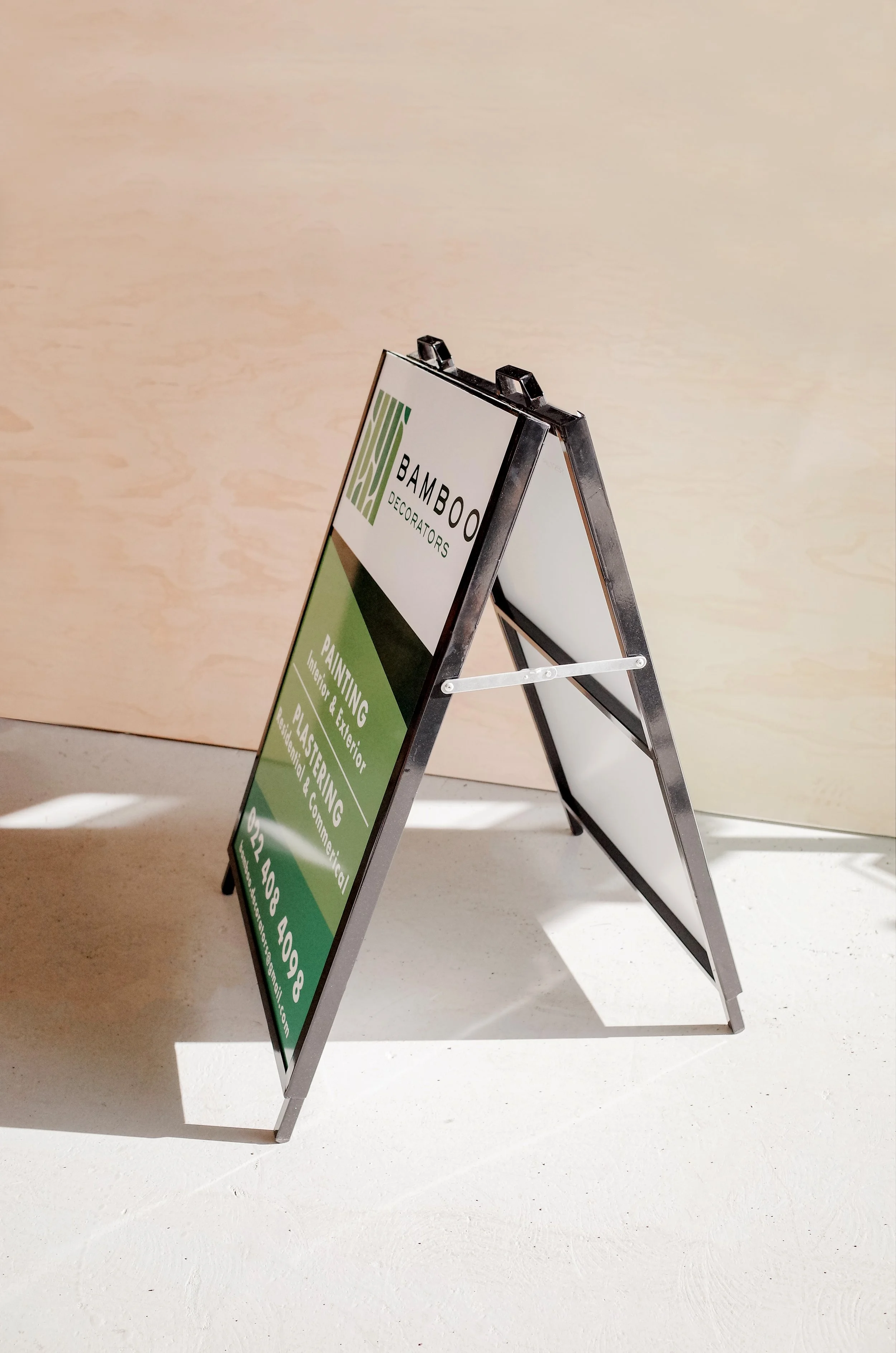Bamboo decoration footpath sign - Metal "A" Stand