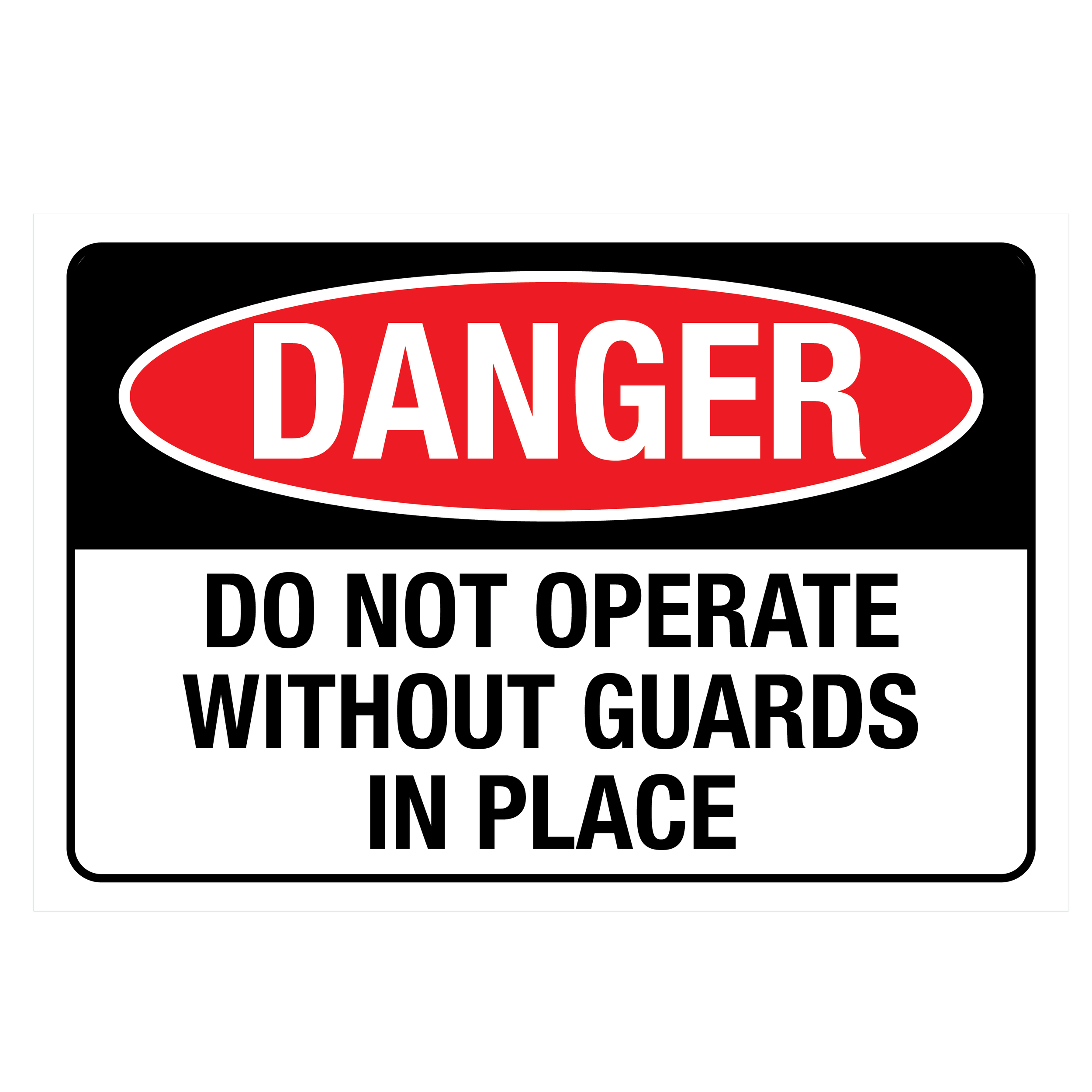 Danger Do Not Operate Without Guards In Place Sign
