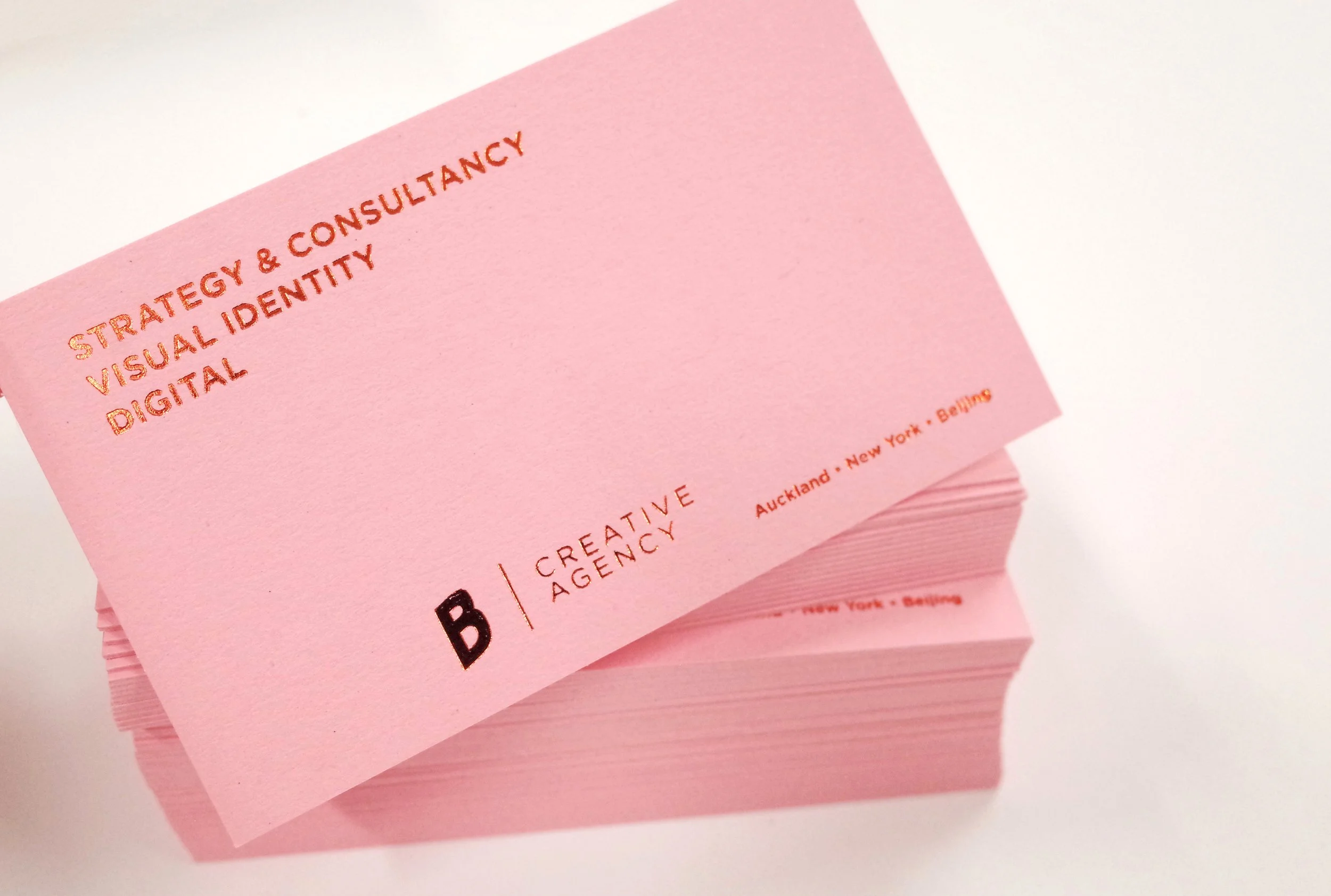 600 gsm Pink card with copper foiling