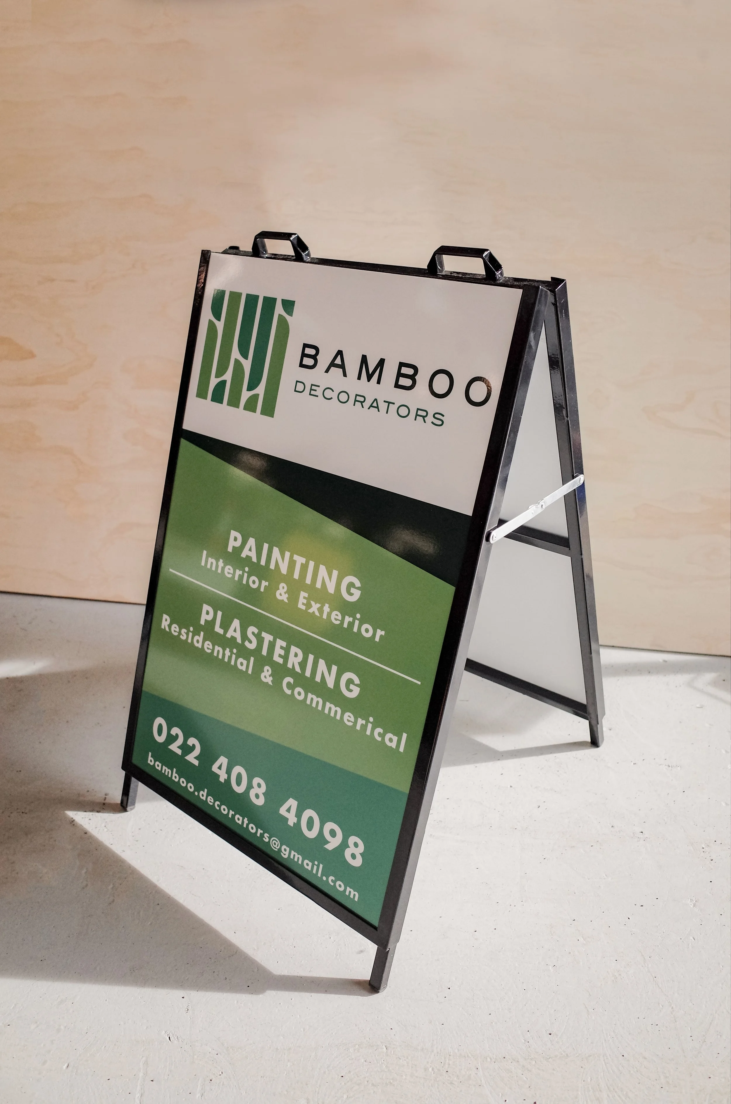 Bamboo decoration footpath sign - Metal "A" Stand