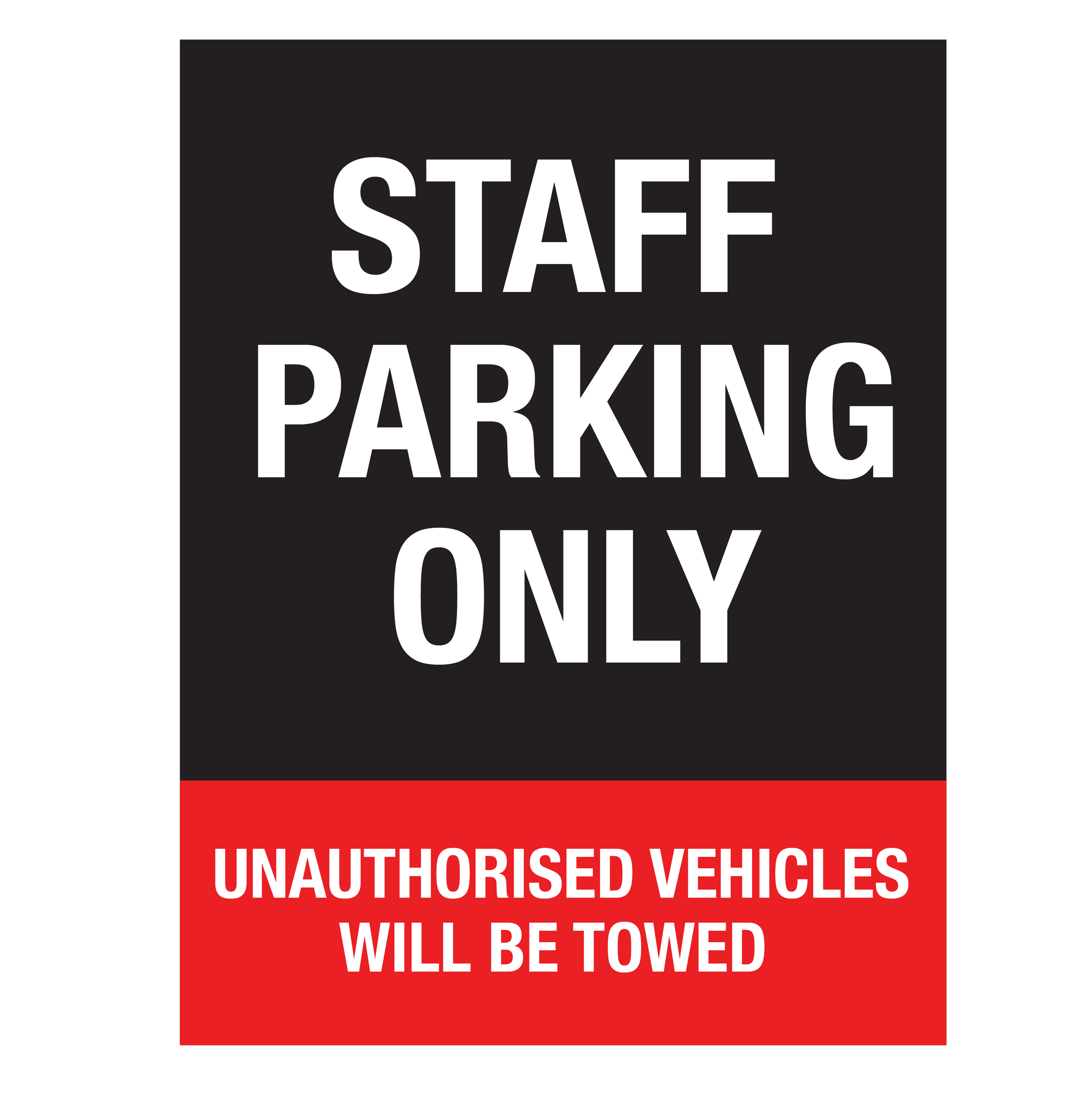 Staff Parking Only Sign