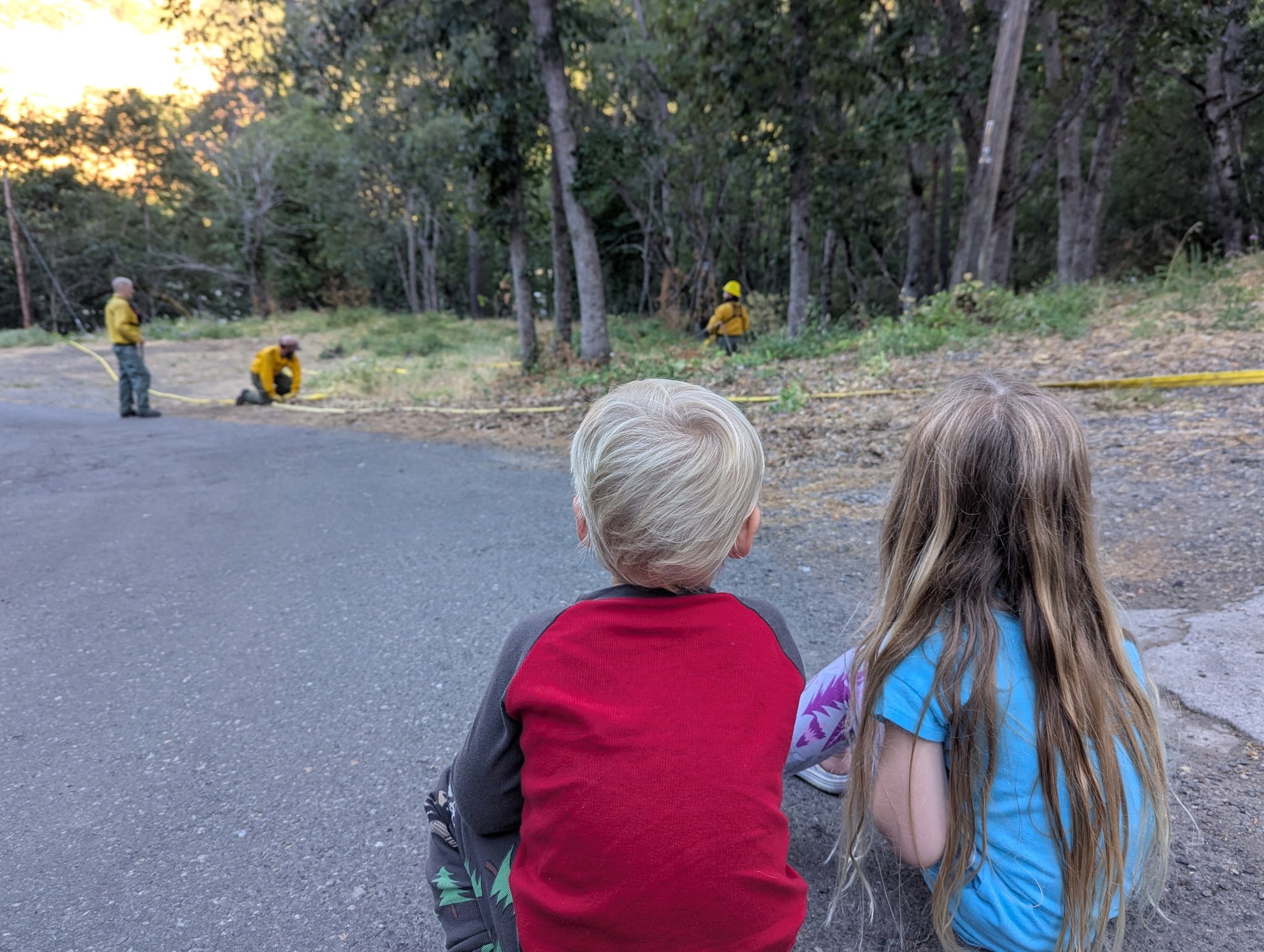 Local Klickitat residents and future volunteer firefighters watching the training! July 7, 2025