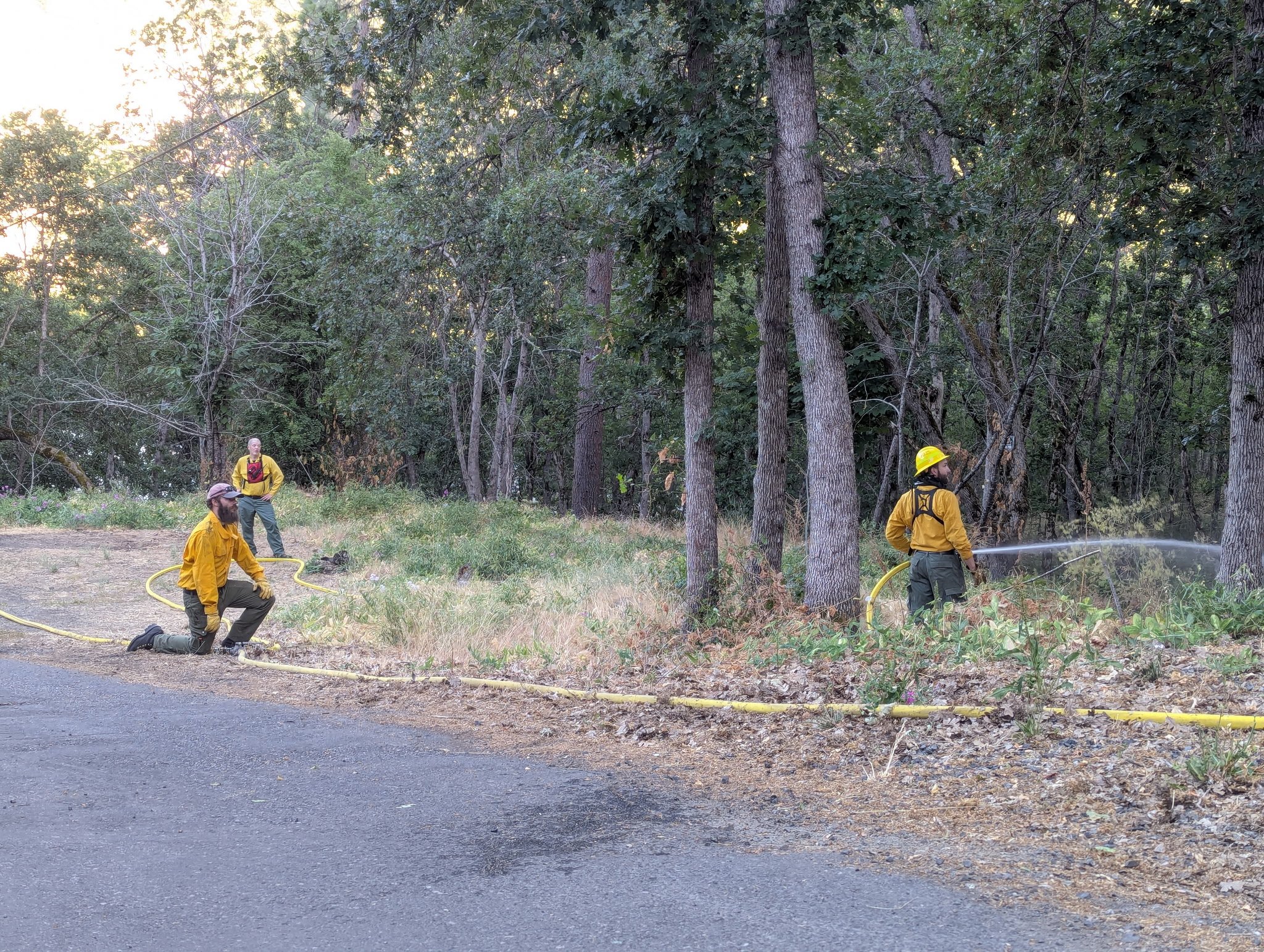 Klickitat Fire Dist. #12 and Wahkiacus Fire Dist. #15 training together for an urban-wildland fire situation. July 7, 2025