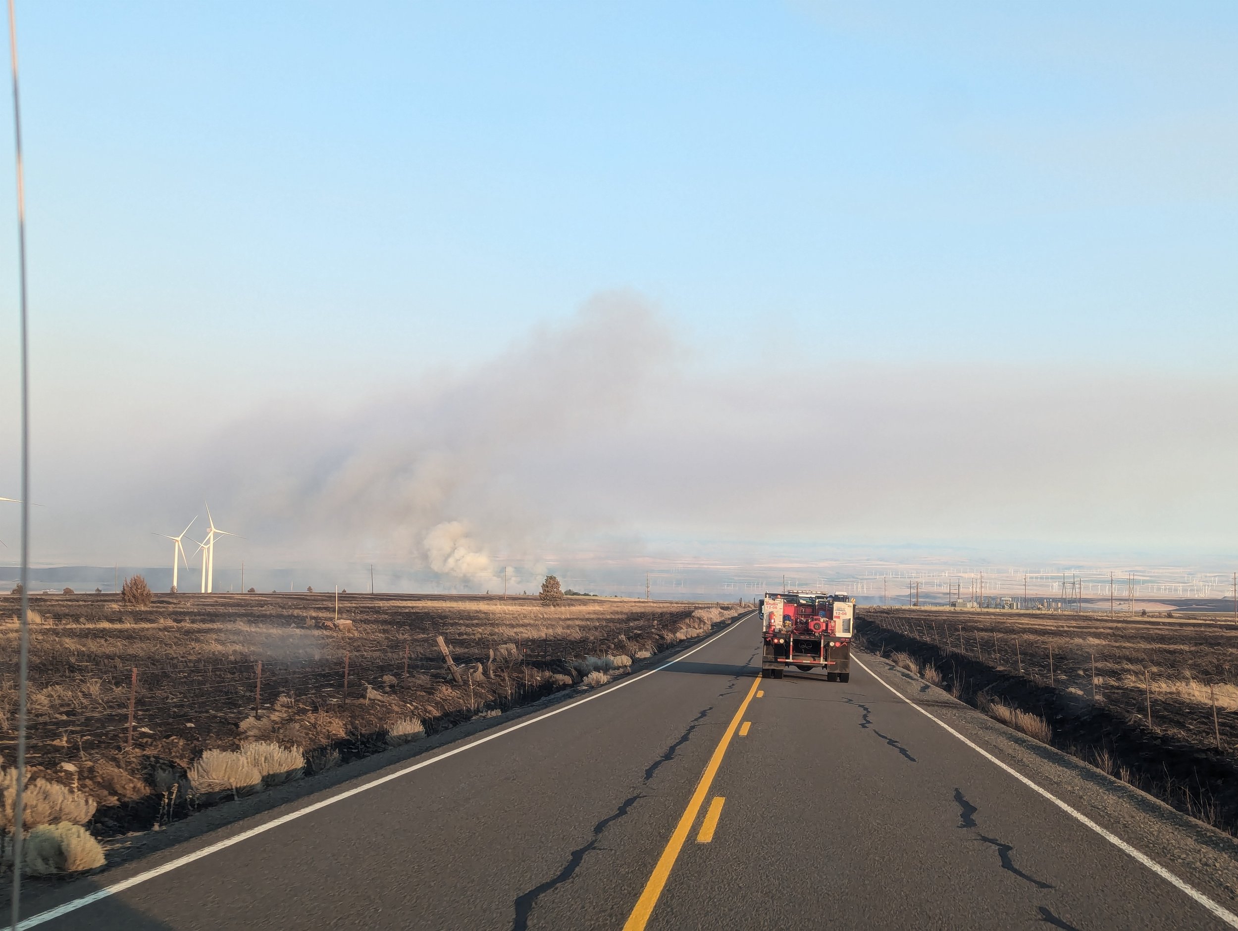 Brush 1206 and Brush 1207 headed to another area of fire activity. Bighorn Fire, July 25, 2024