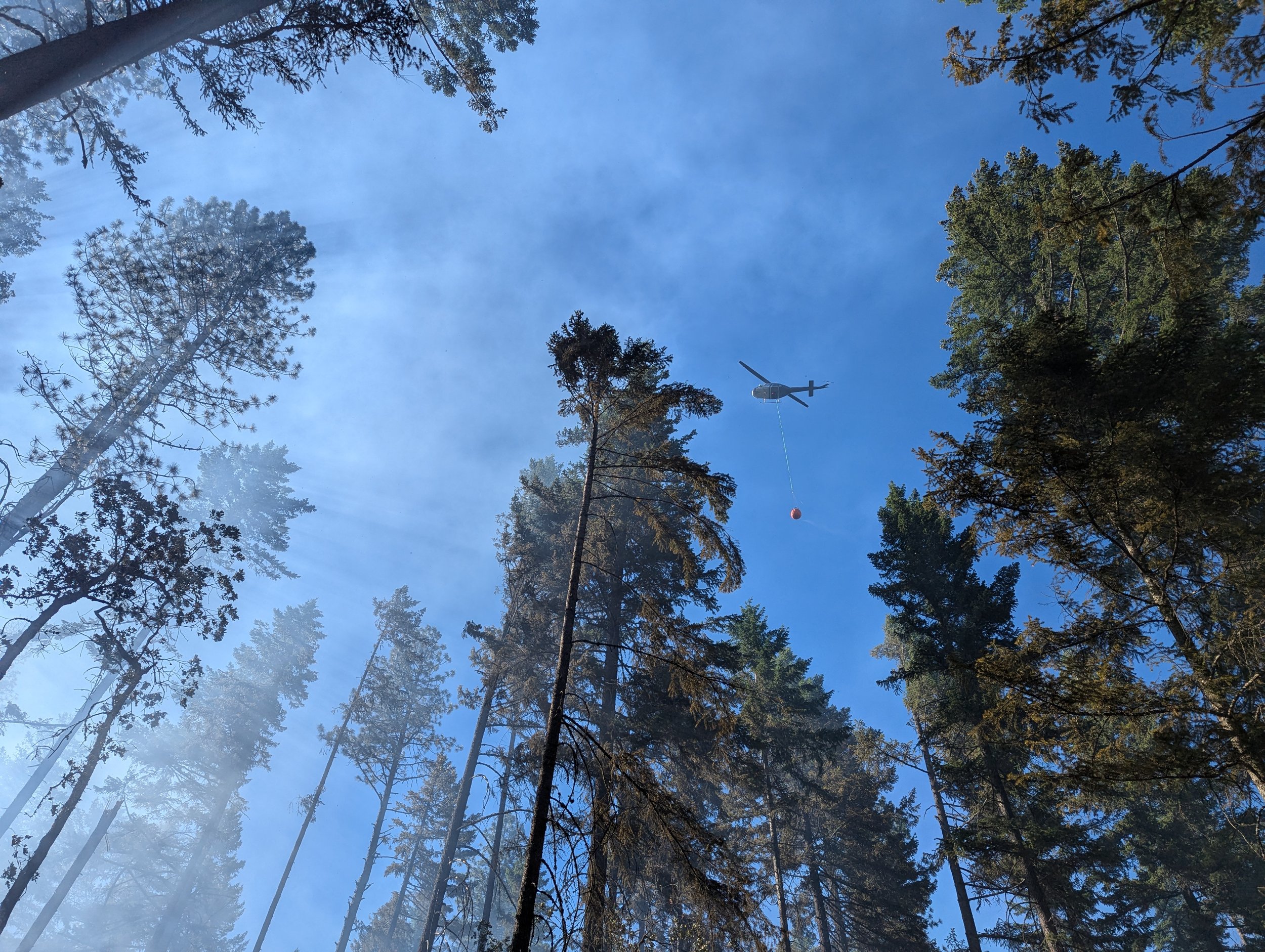 DNR helicopter providing aerial water support during a fire near Long Road in Wahkiacus. June 23, 2024