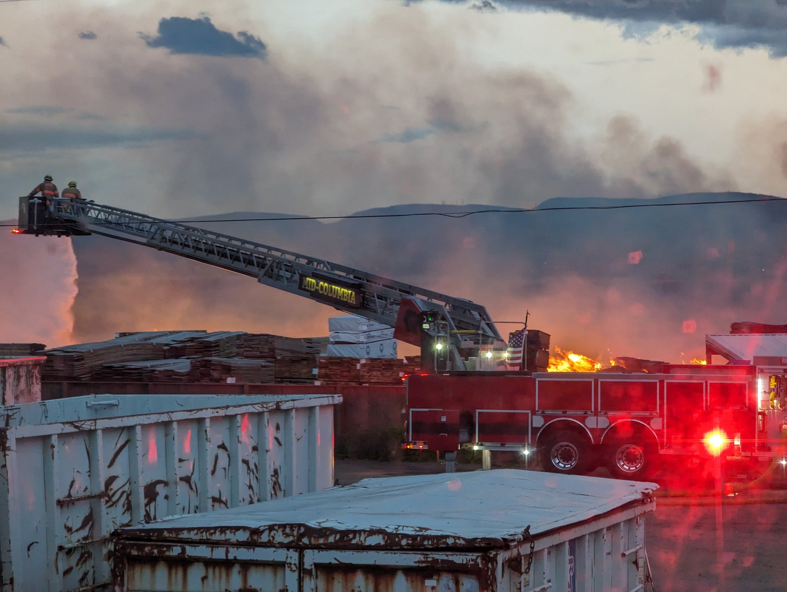 Mid-Columbia Fire and Rescue attacking the fire from above. Tidyman Road Fire, May 17, 2024