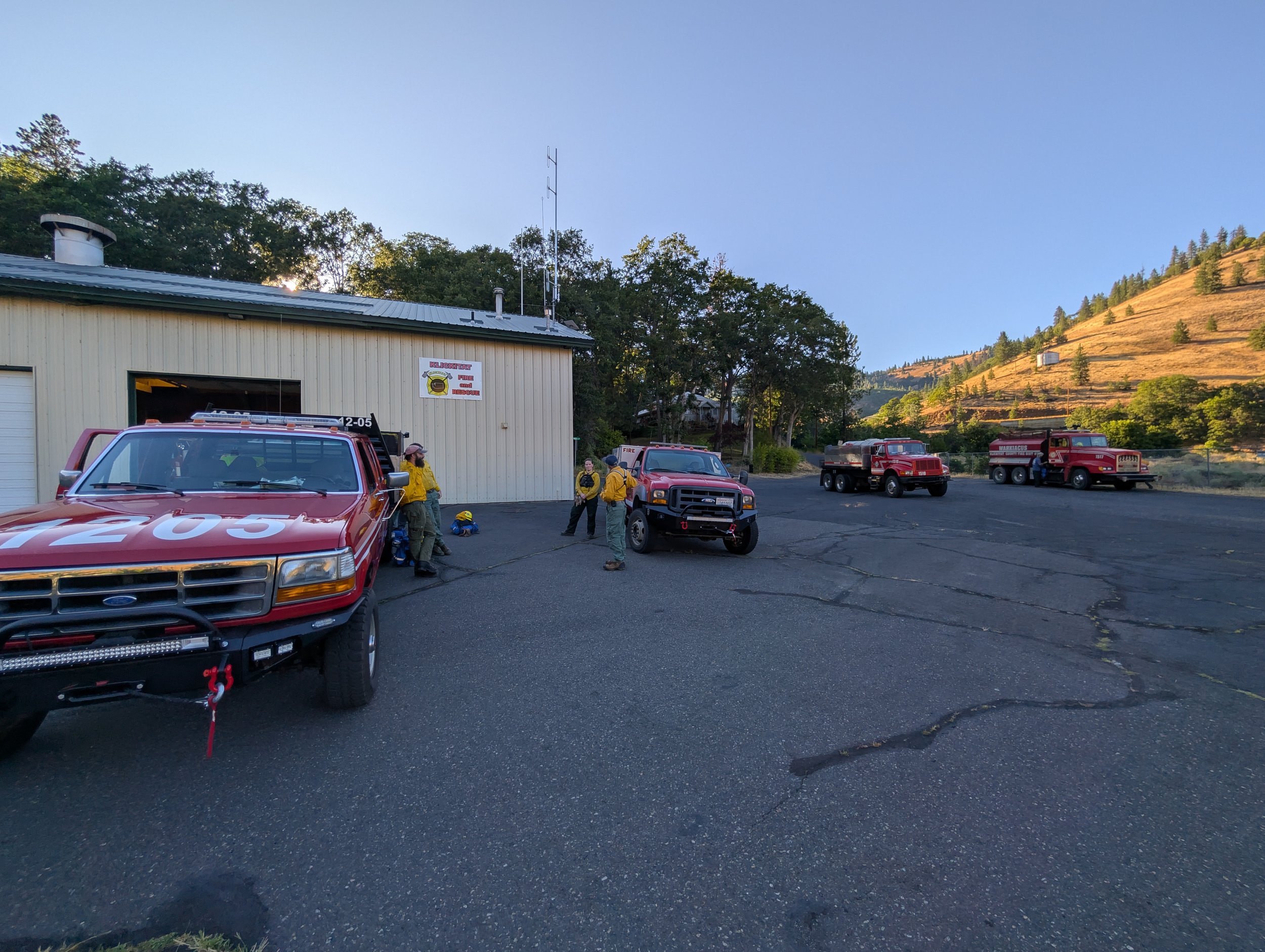 Klickitat and Wahkiacus Fire vehicles during the training. July 7, 2025