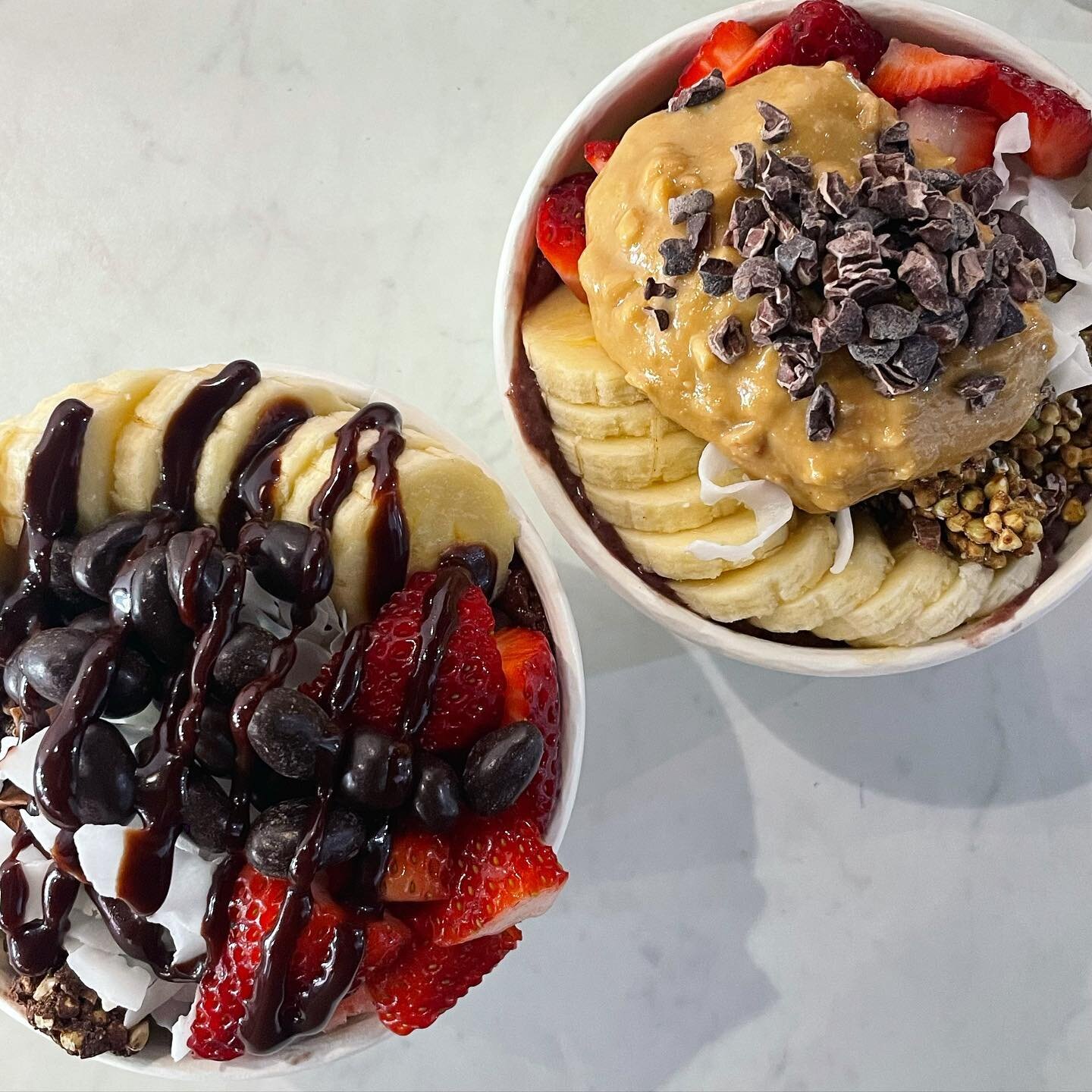 Which Acai Bowl are you?? Chocoholics Anonymous🍫 or Nuts about Peanuts🥜&hellip;.it&rsquo;s a tough choice💁🏼&zwj;♀️