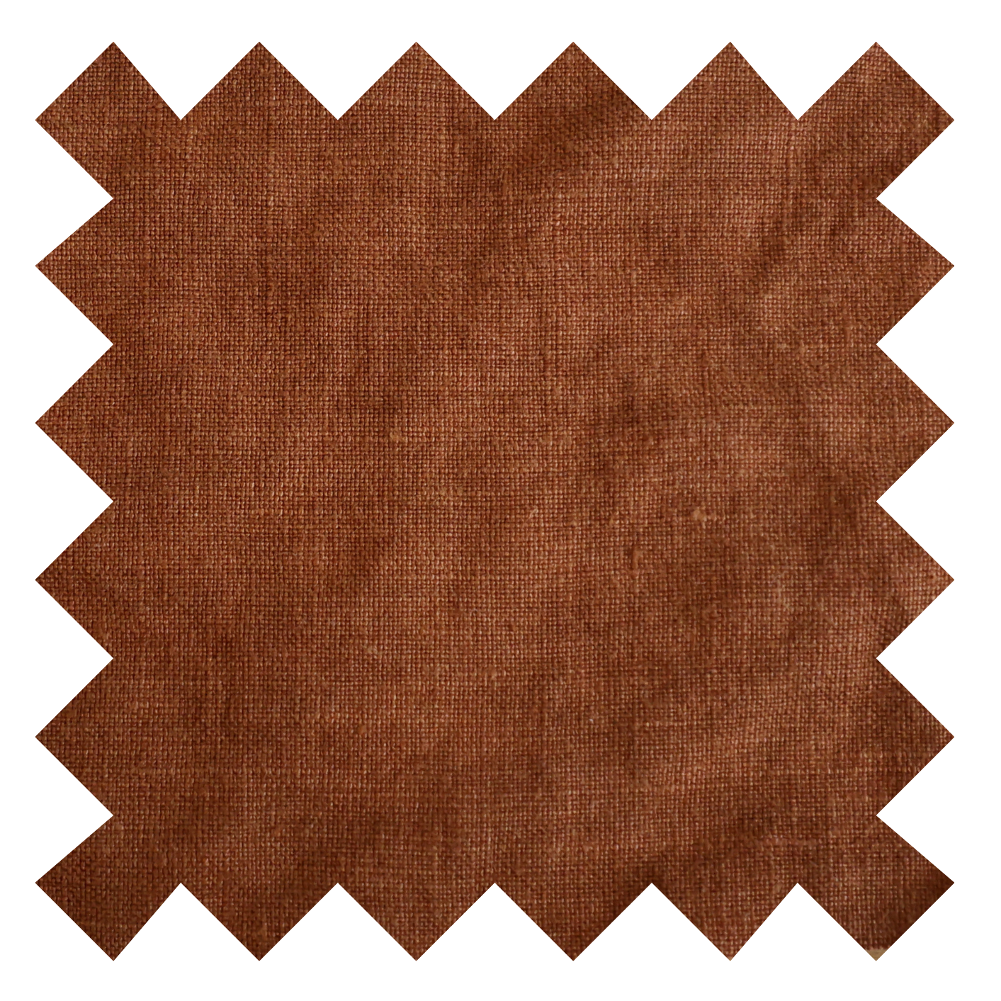 Close-up of a textured linen fabric in a bronze or terracotta colour