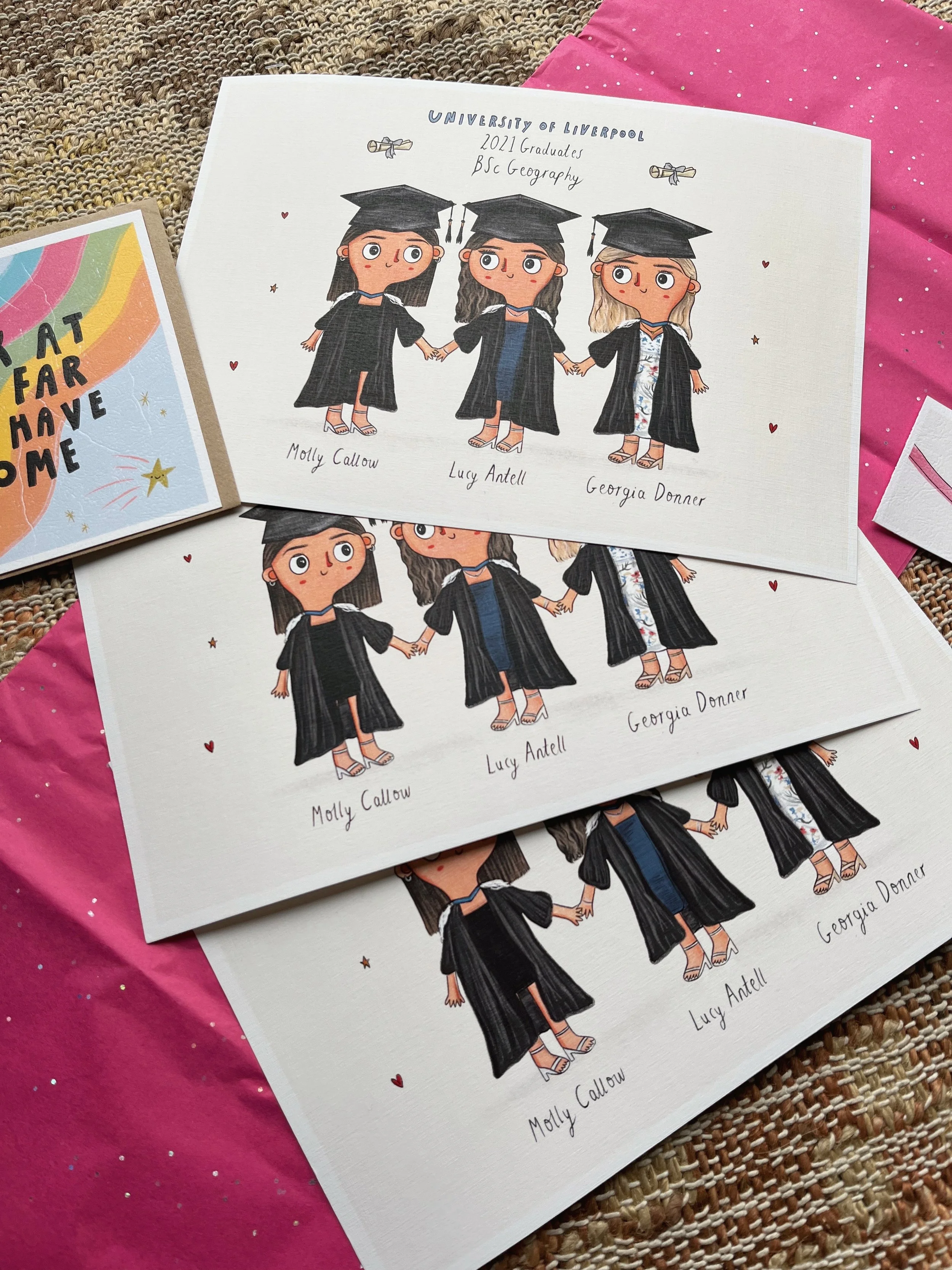 Personalised Full Length A4 Group Graduation Portrait