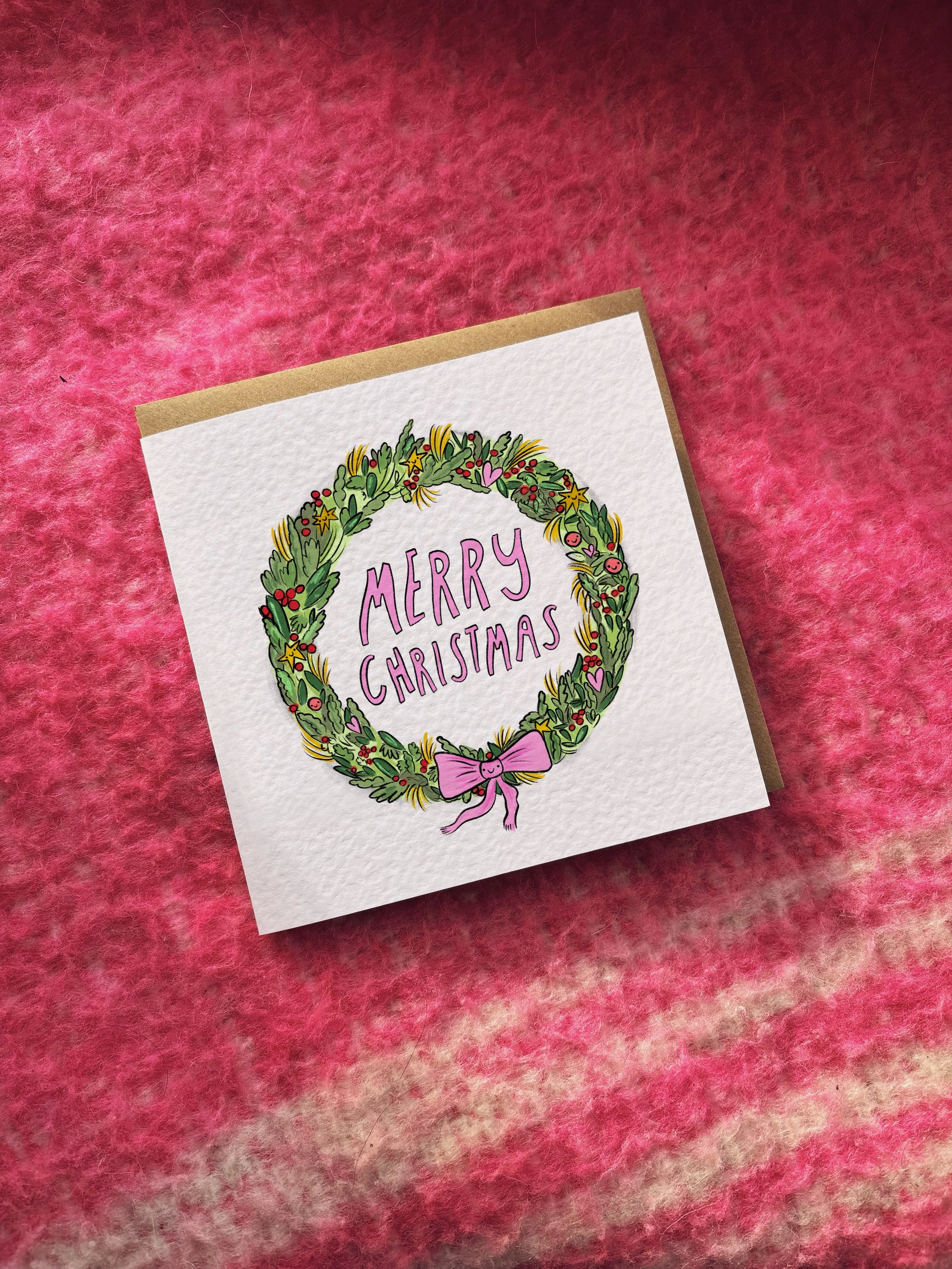 Merry Christmas card (wreath)