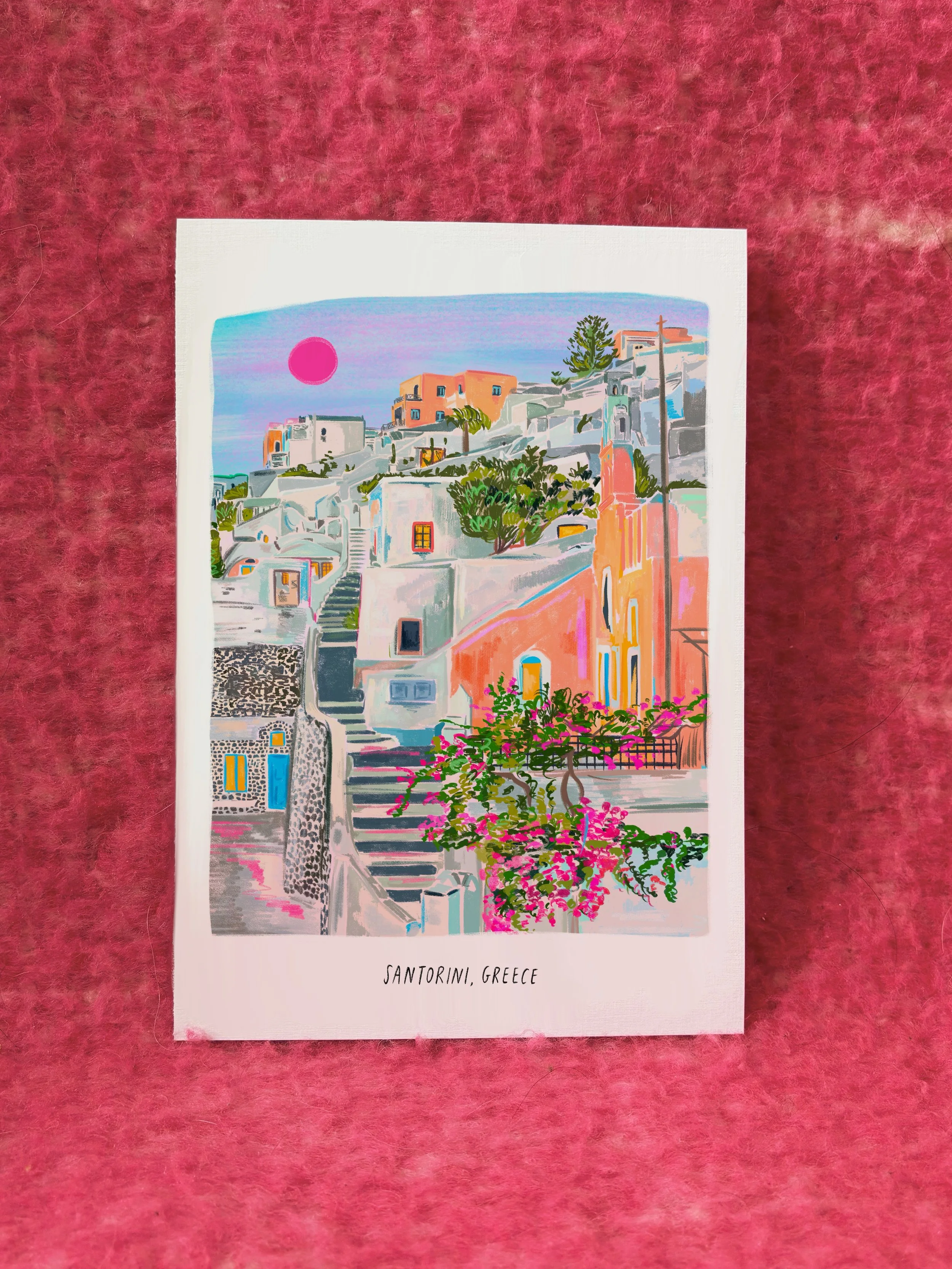 A3 / A4 / A5 Sunrise over Santorini, Greece Print - with or without text
