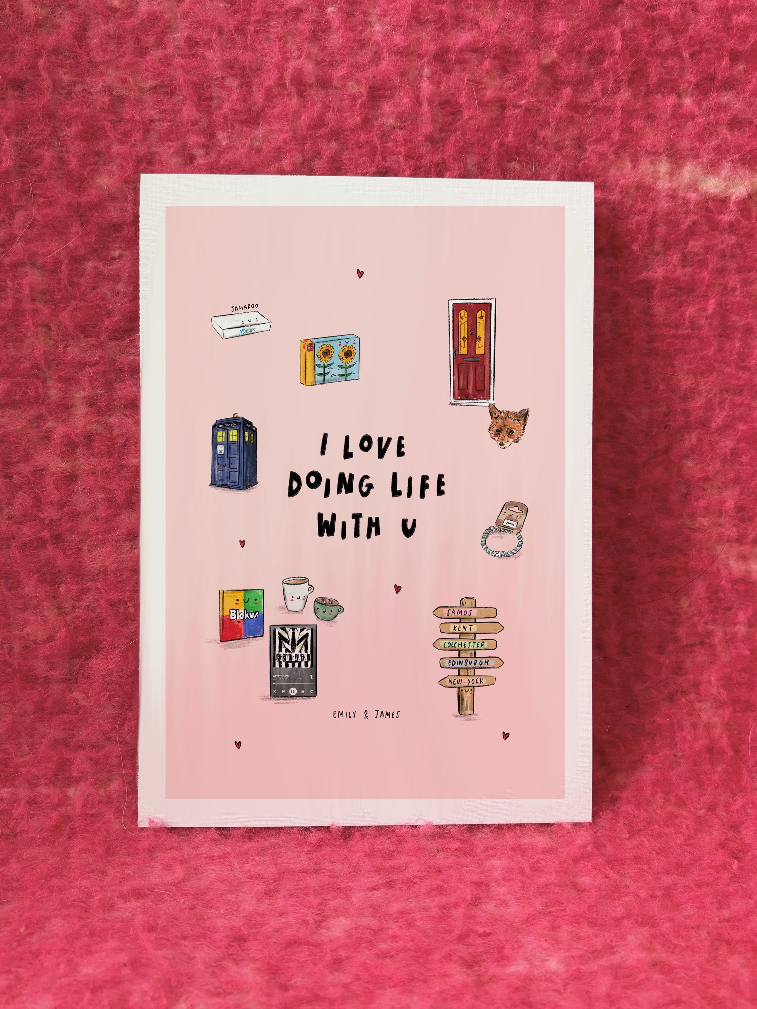A4 / A3 I Love Doing Life With You Personalised Couples Print