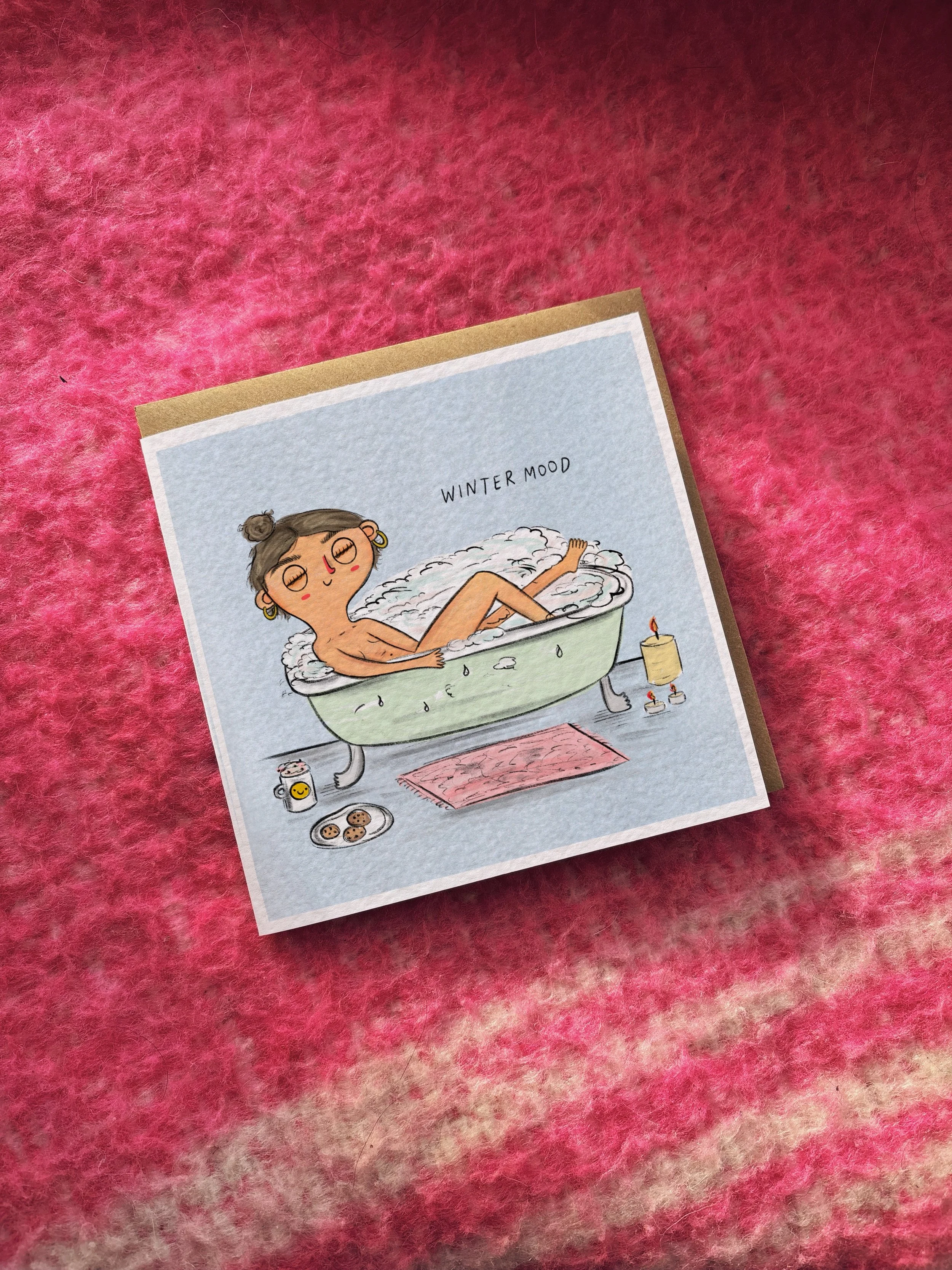 Winter Mood card (bath) (skin tone options)