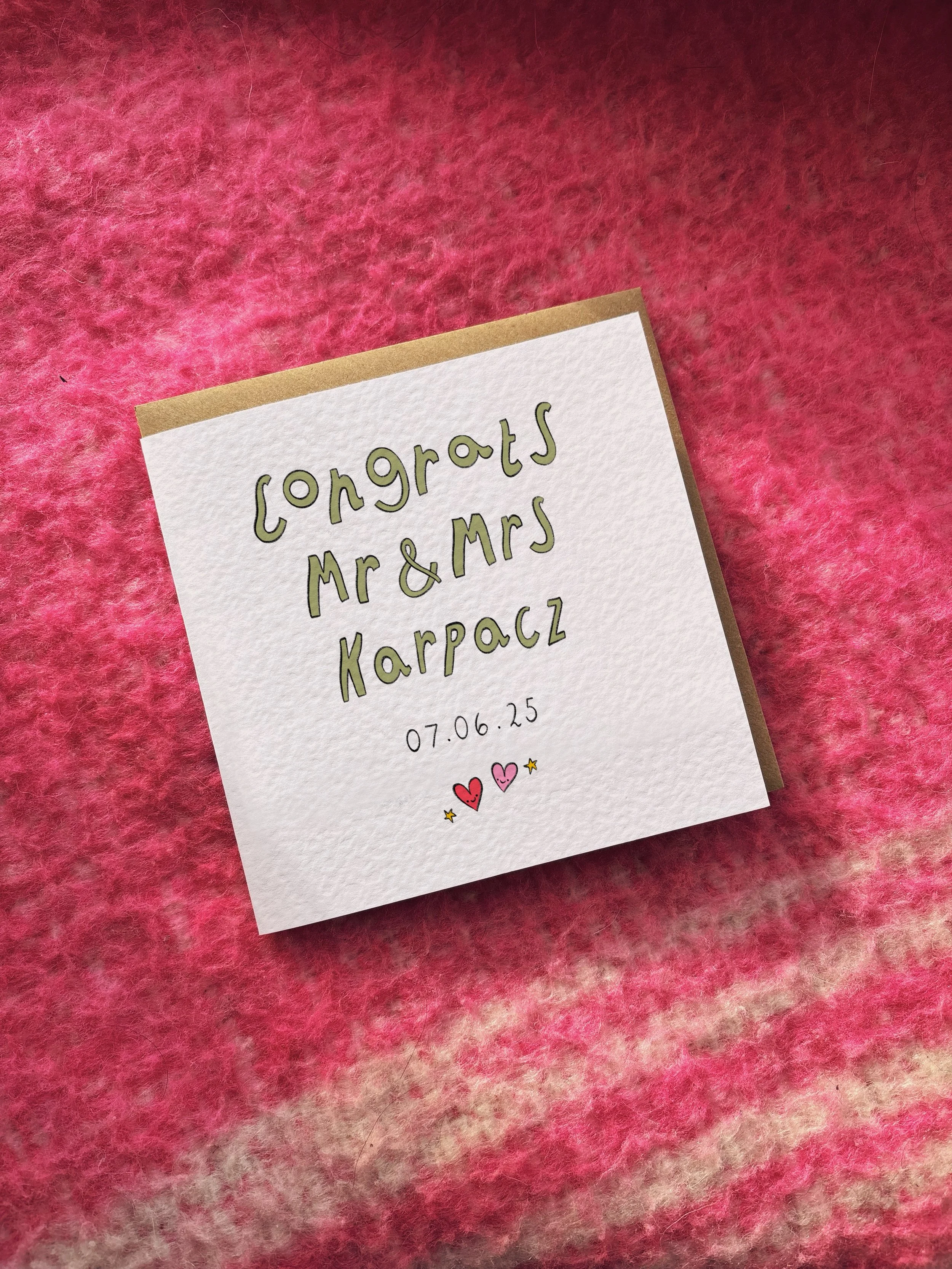 Personalised Congrats Mr & Mrs/Mr & Mr/ Mrs & Mrs (surname & wedding date) card