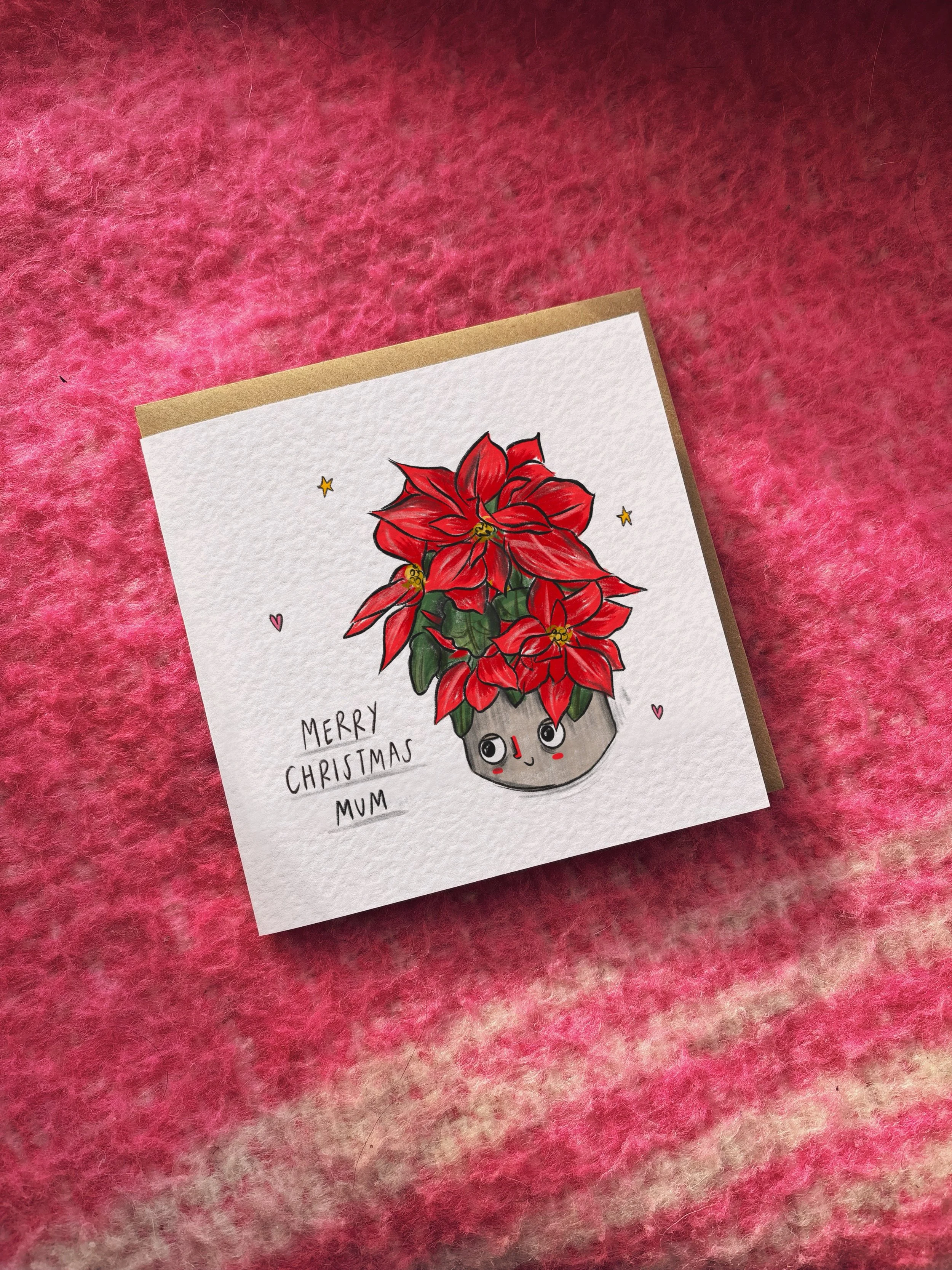 Merry Christmas Mum / Dad (poinsettia Christmas flowers) (alternative name options)
