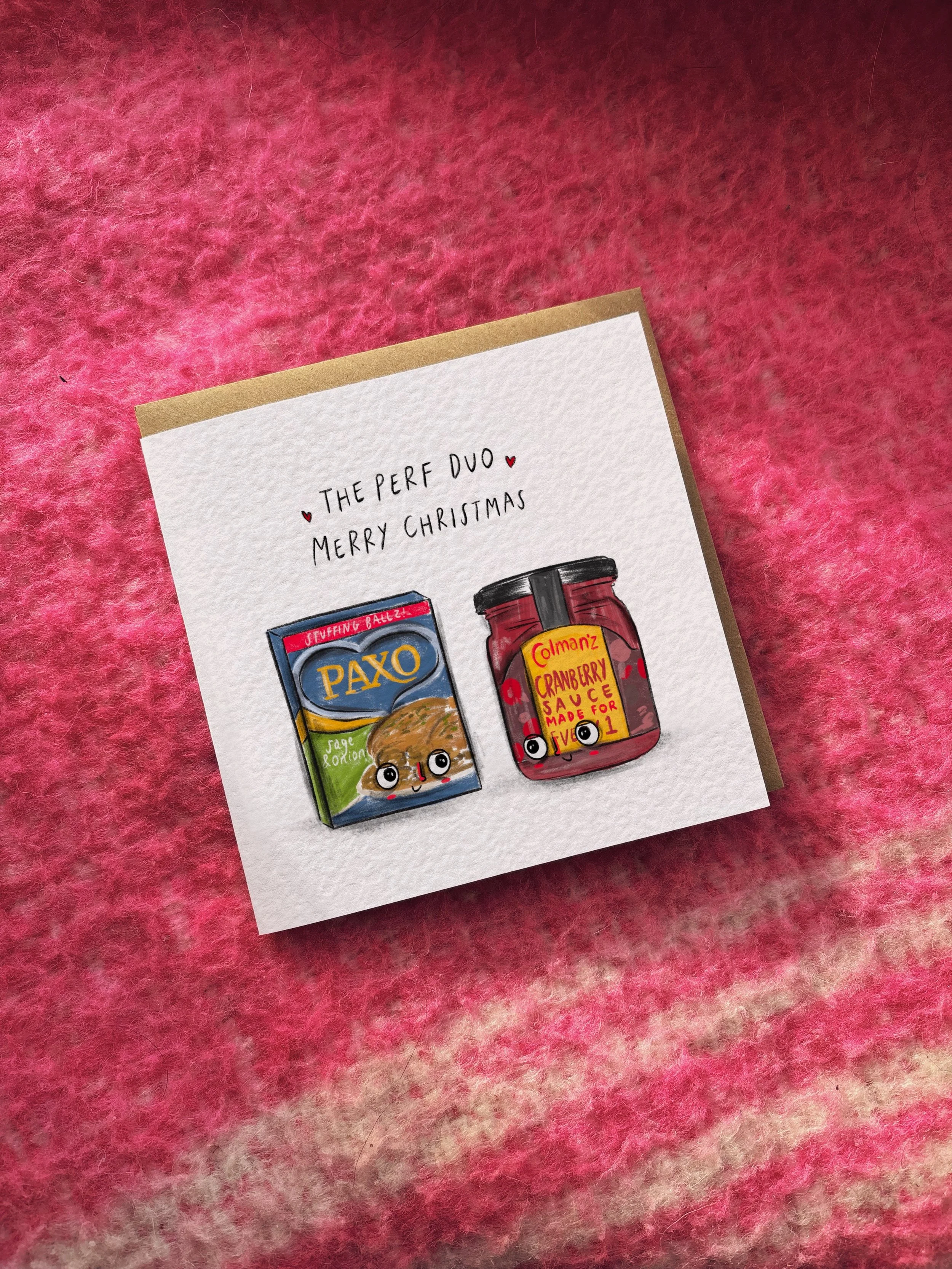 The Perf Duo card (stuffing and cranberry)