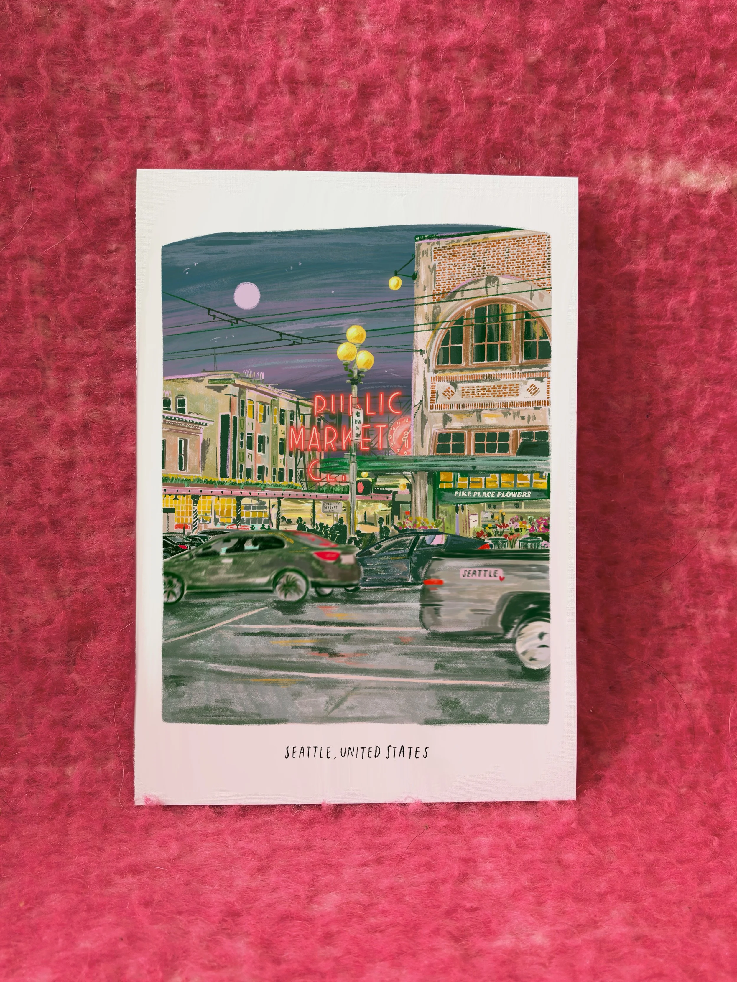 A3 / A4 / A5 Seattle at Sundown print - with or without text