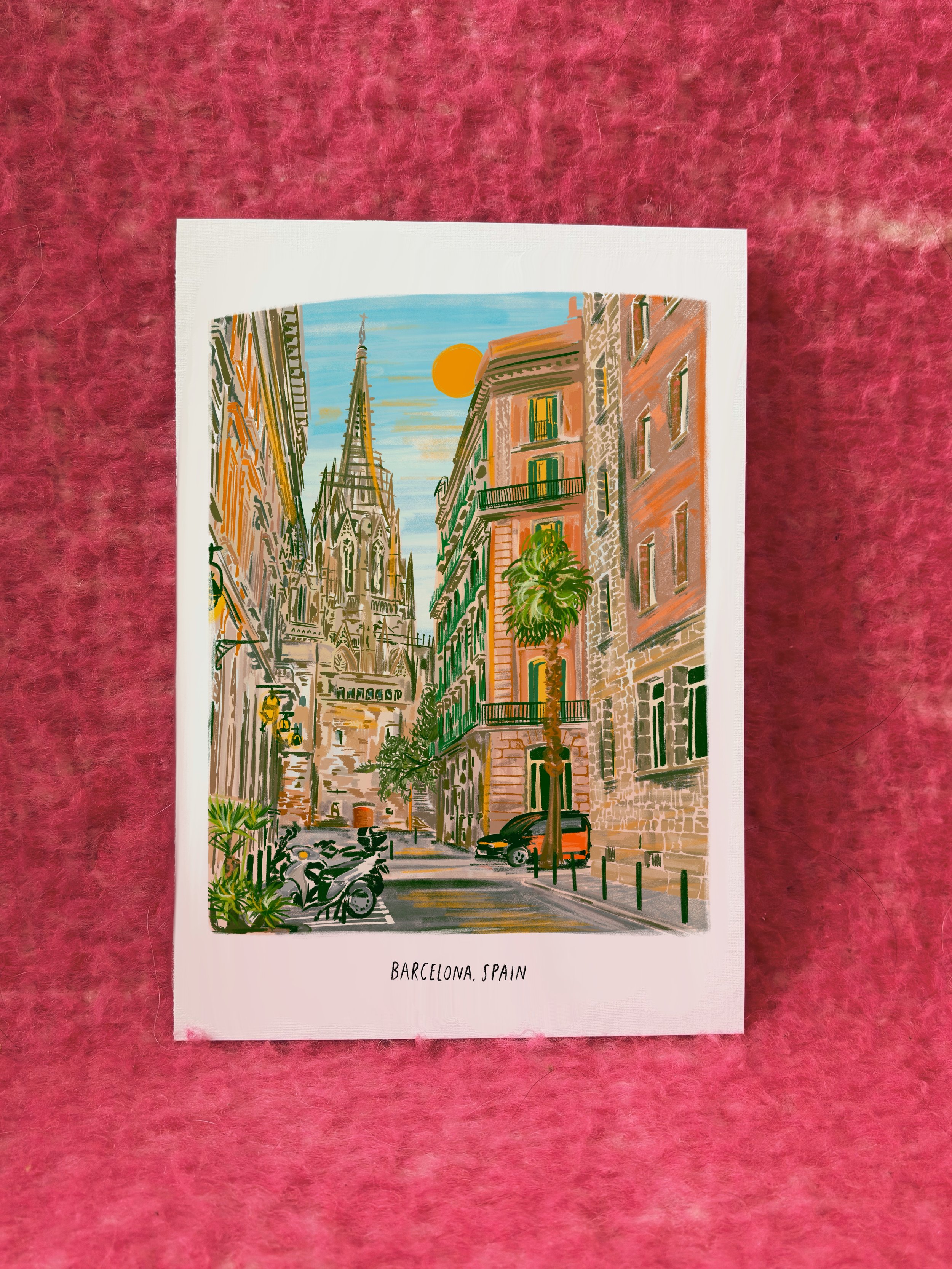 A3 / A4 / A5 Barcelona Backstreets, Spain Print - with or without text
