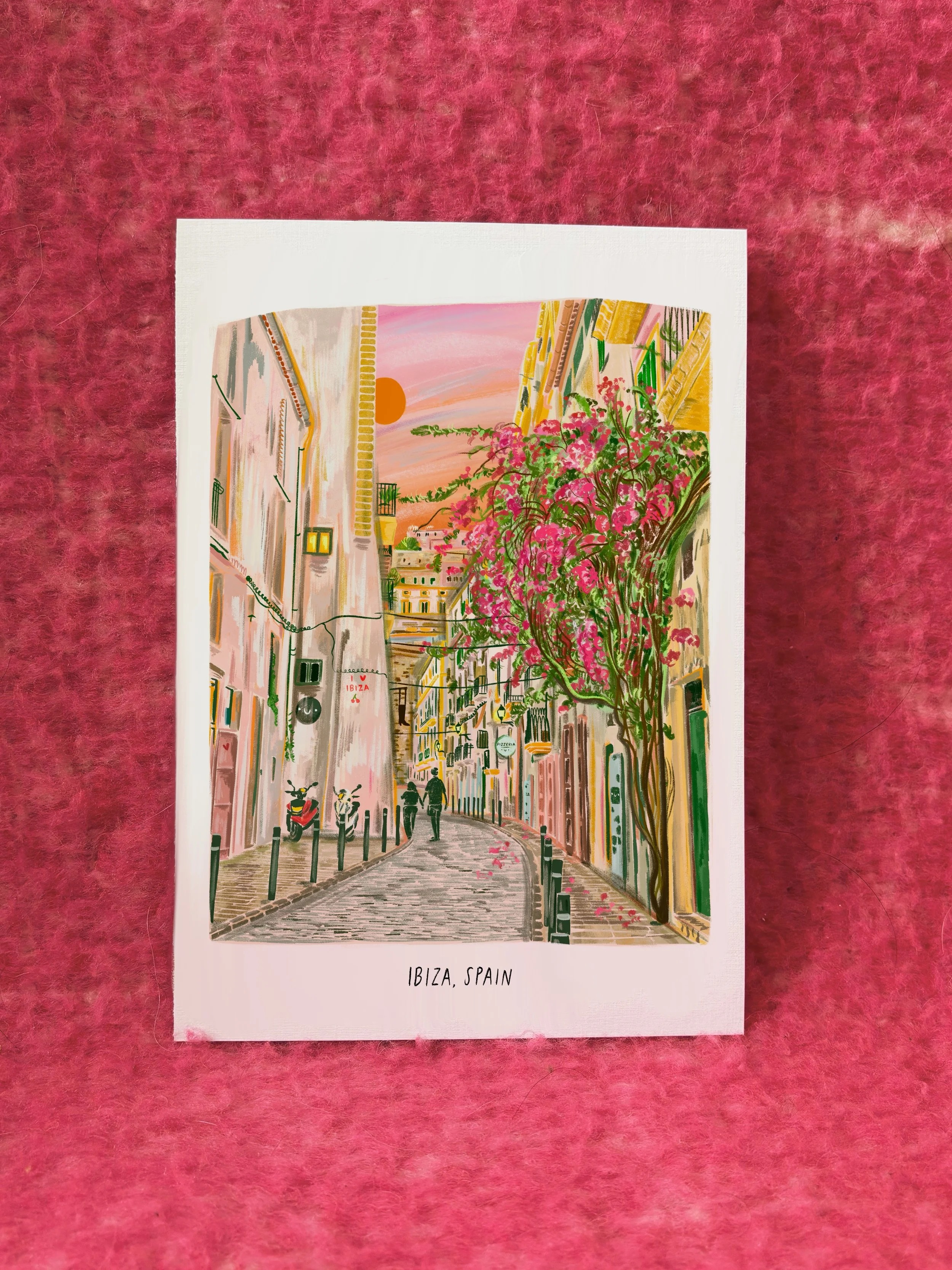 A3 / A4 / A5 Sunset over Ibiza’s Old Town print - with or without text