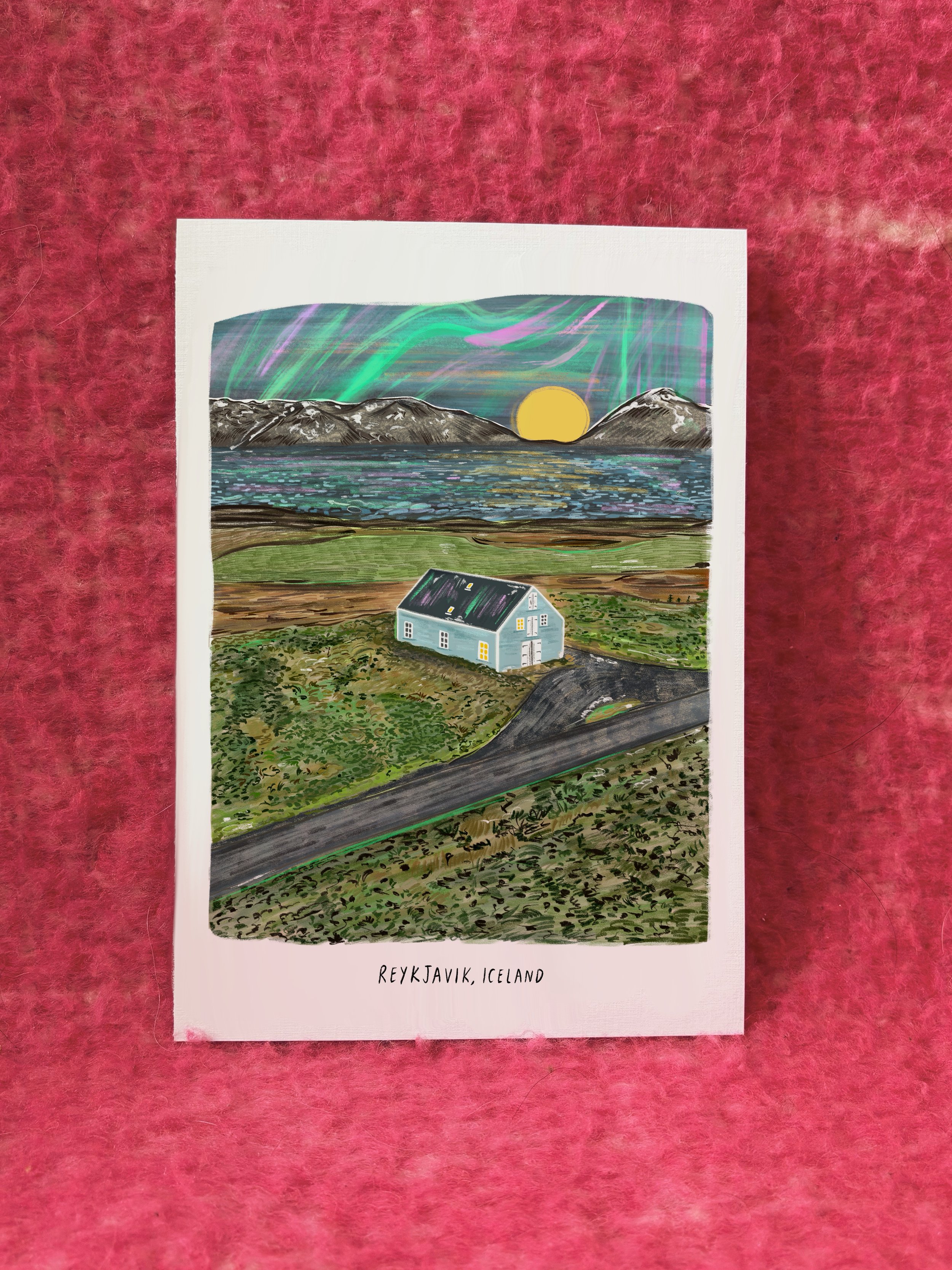 A3 / A4 / A5 Northern Lights over Iceland Print - with or without text