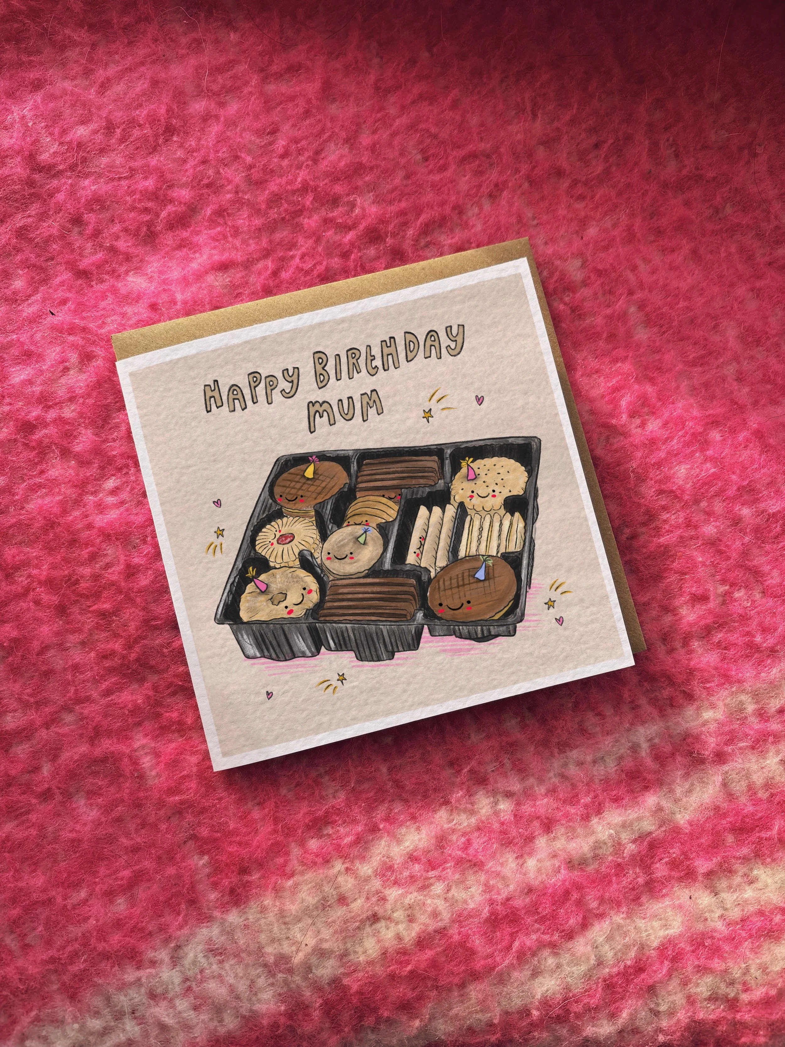 Happy Birthday Mum Biscuits card (alternative name options)