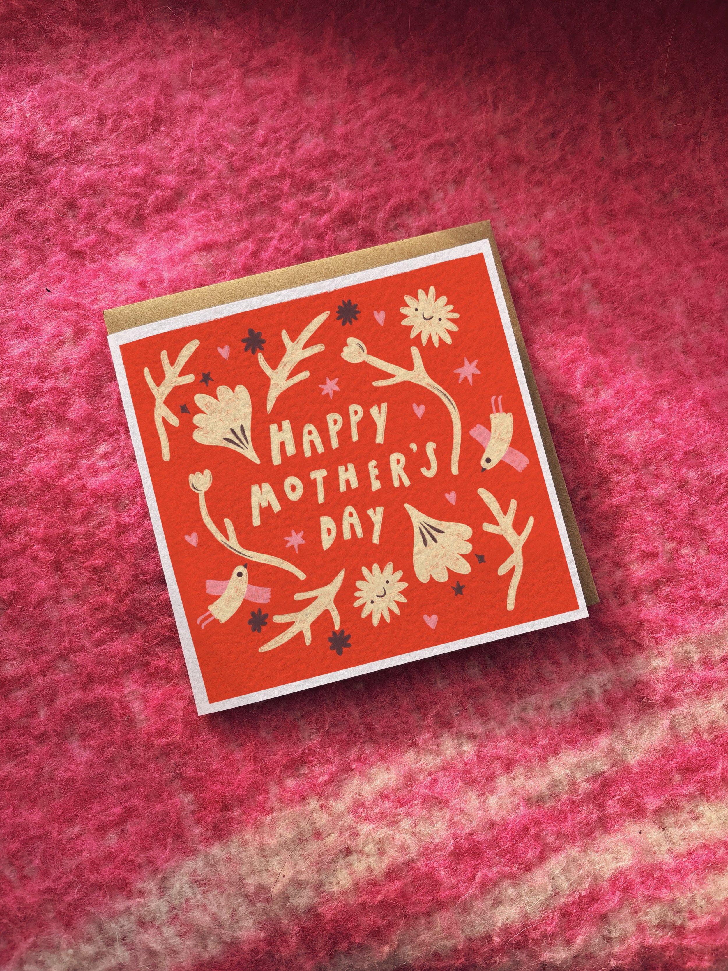 Happy Mother’s Day card (red and beige)