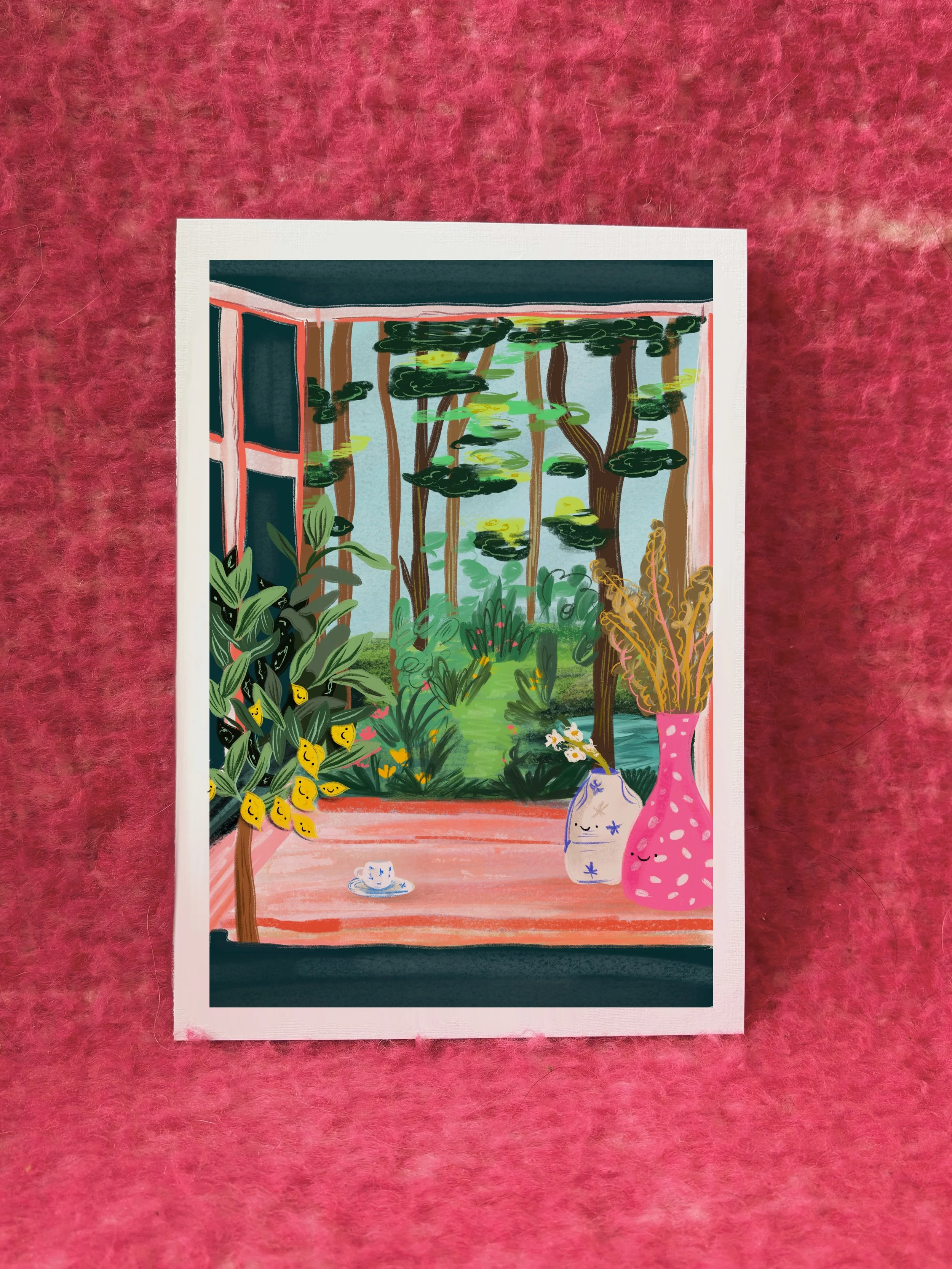 A3 / A4 / A5 Garden View Print (with or without faces)