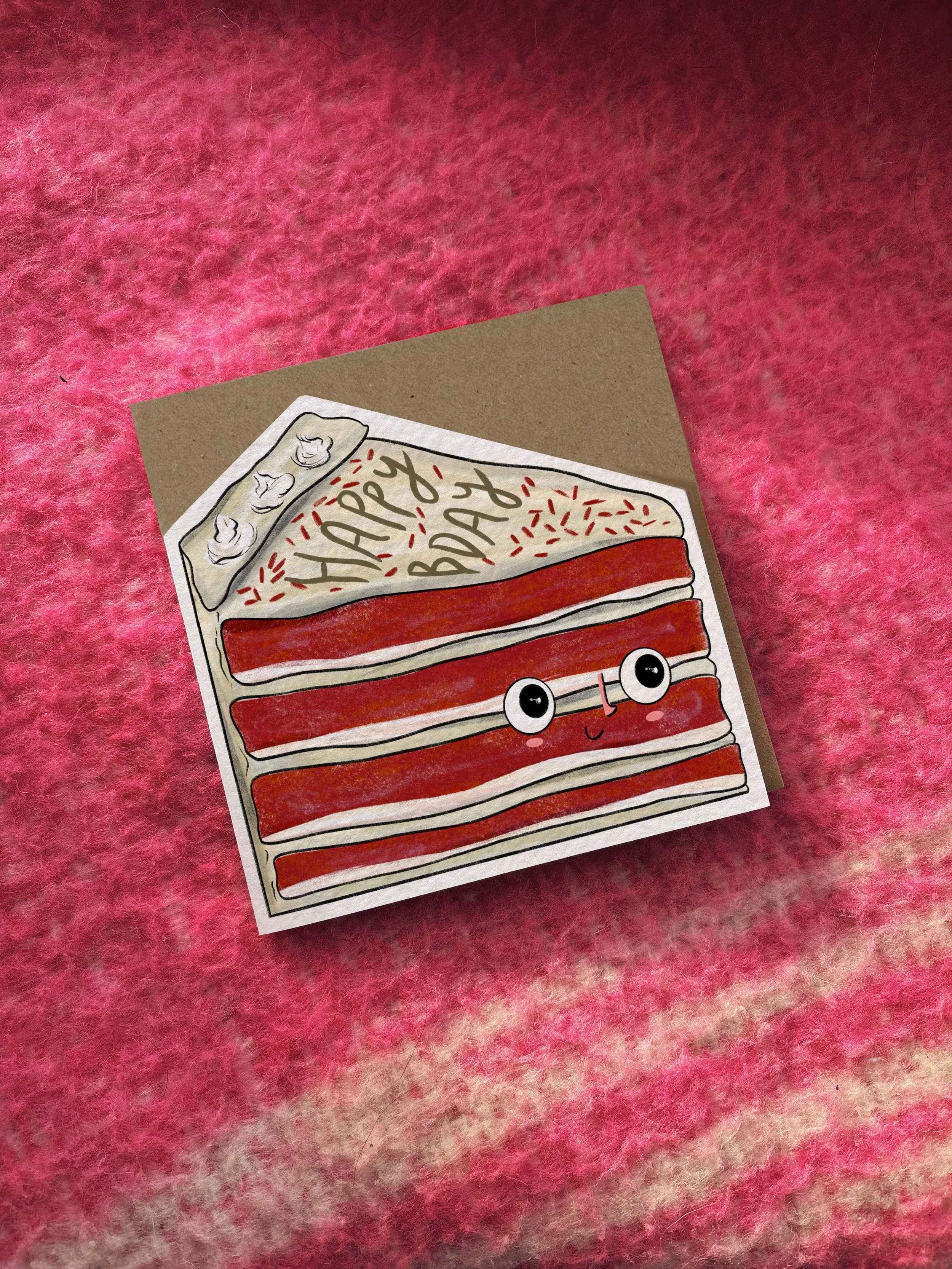 Red Velvet Cake Happy Bday card