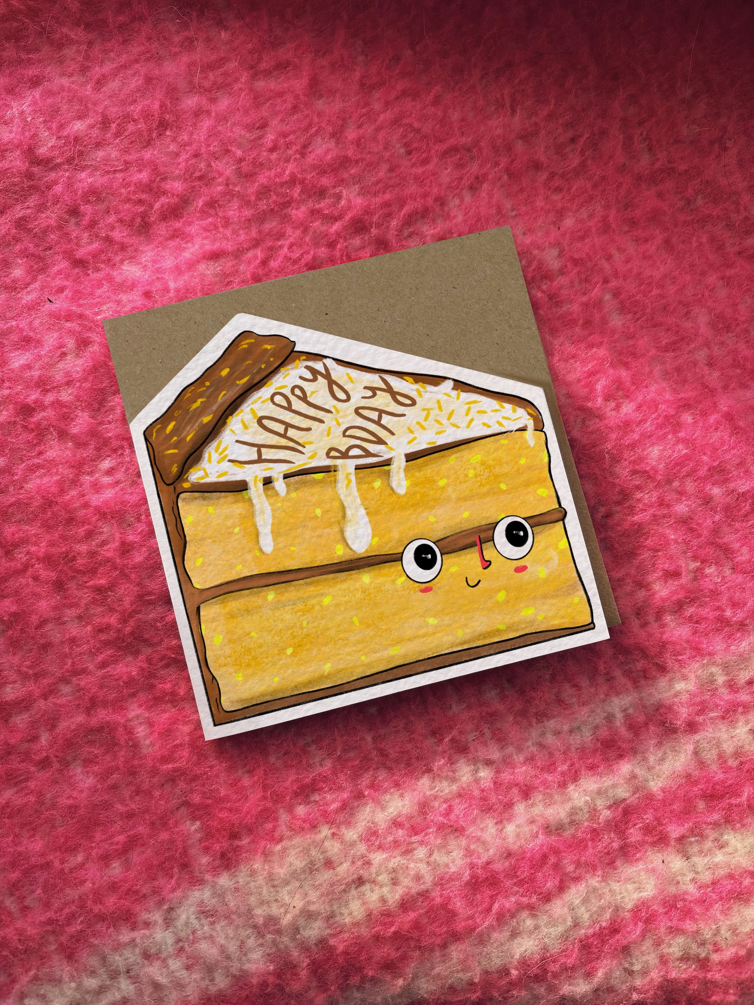 Lemon Drizzle Cake Happy Bday card