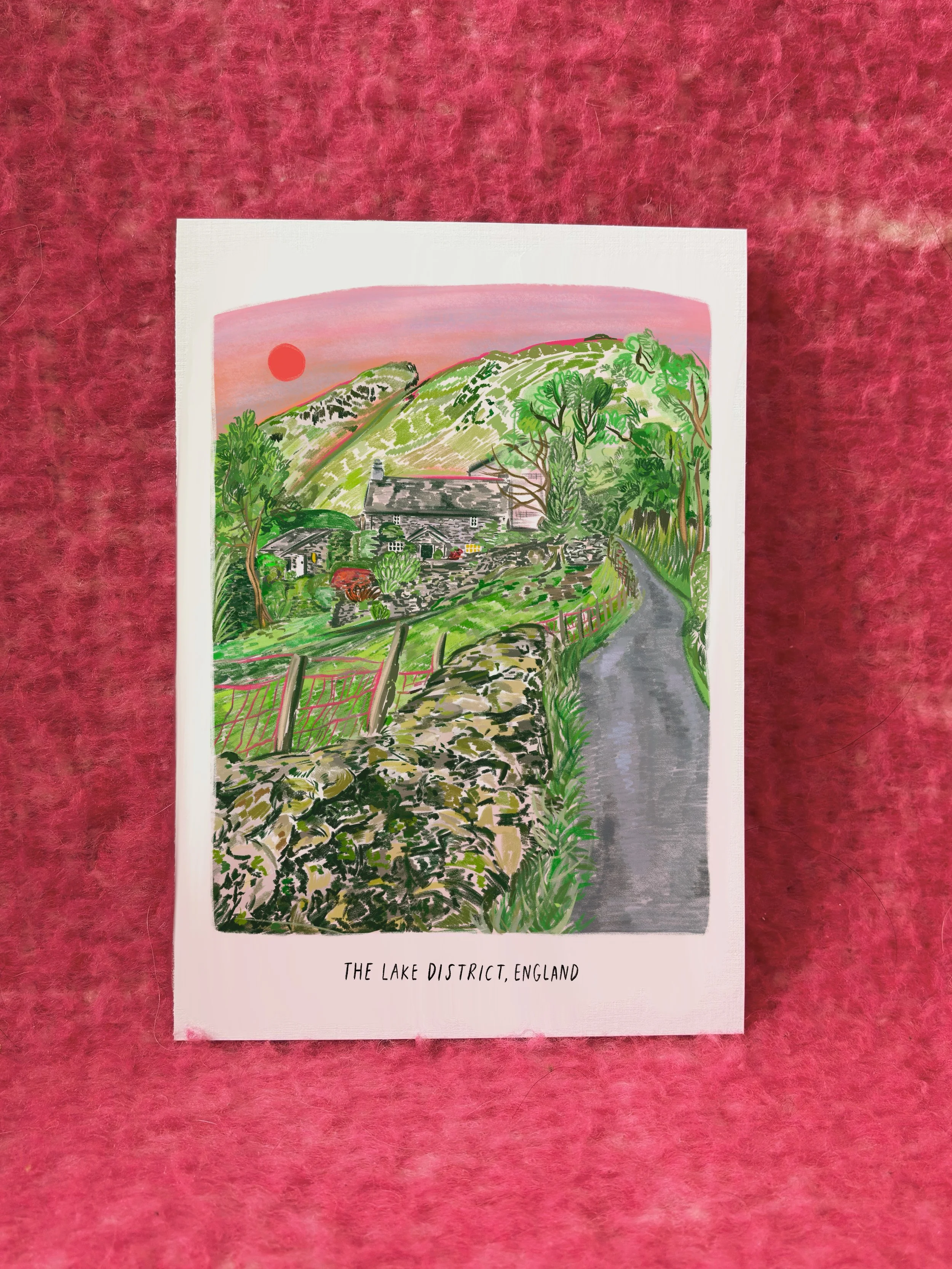 A3 / A4 / A5 Calm Summer Evening in the Lakes, England Print - with or without text