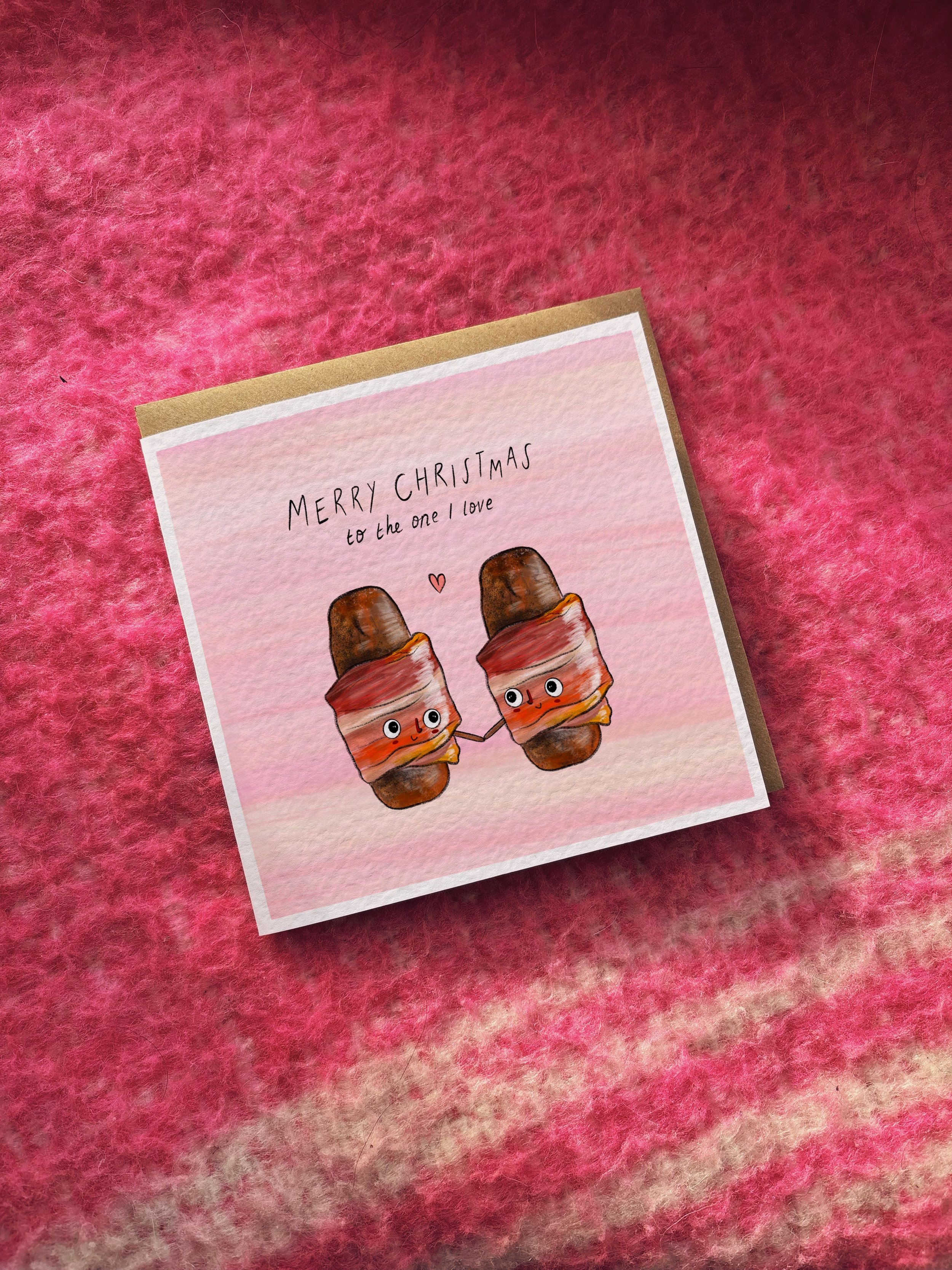 Merry Christmas to the One I Love card (pigs in blankets)