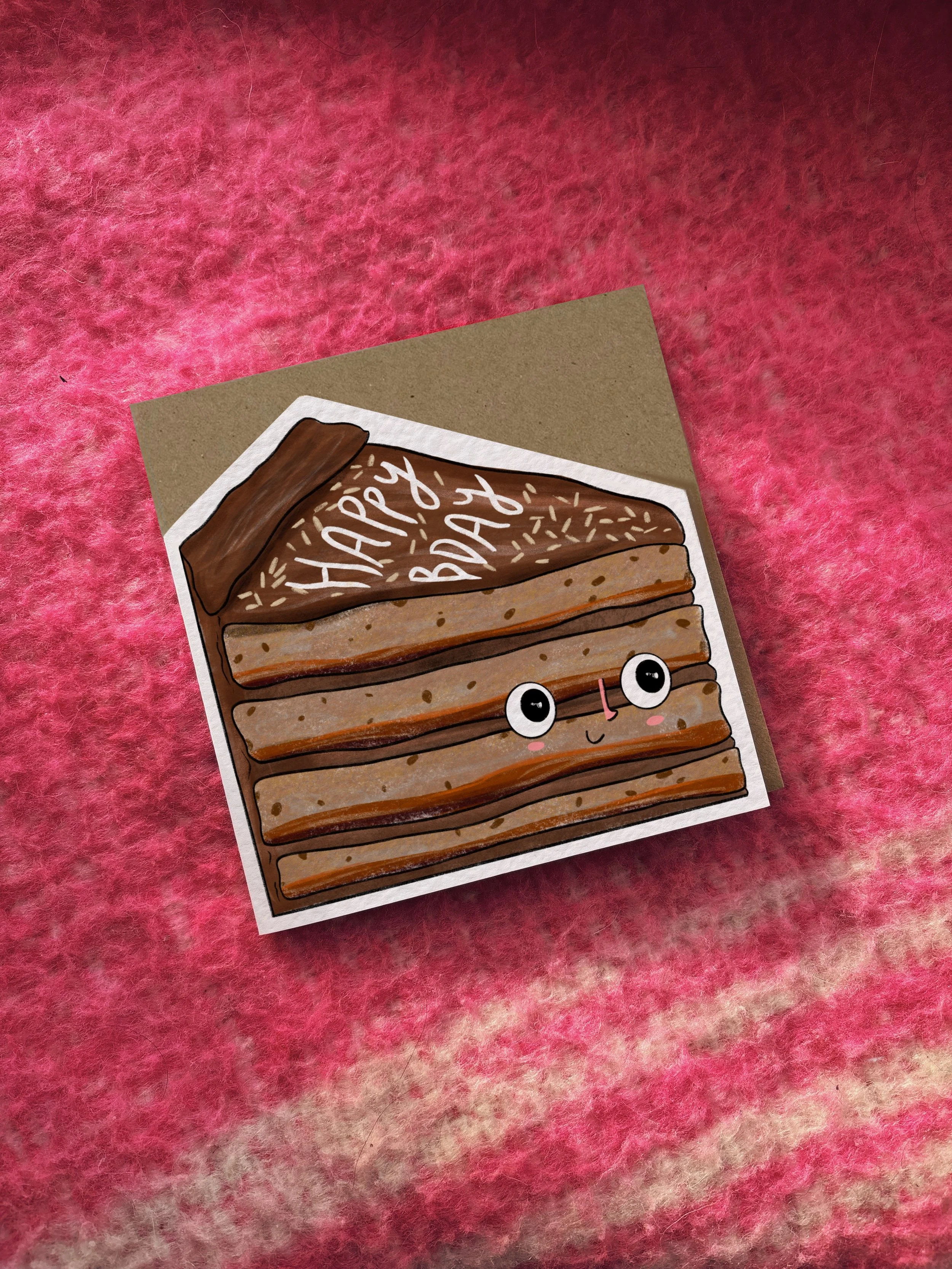 Choc On Choc Cake Happy Bday card