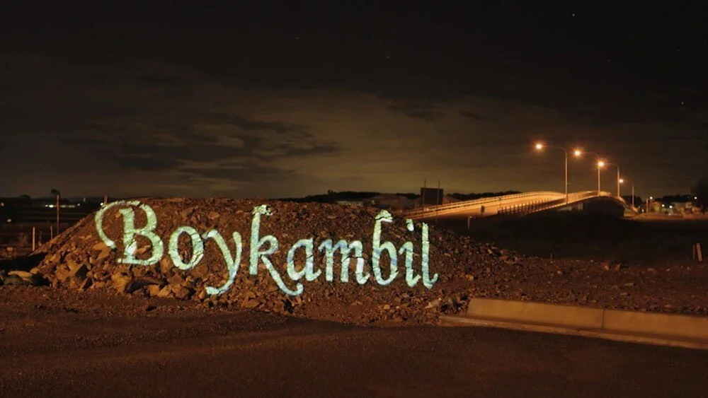Megan Cope, Boykambil, 2013; Video projection (still)