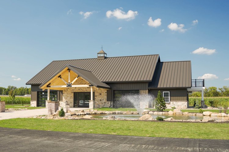 Harshbarger's event venue timber-frame porch exterior