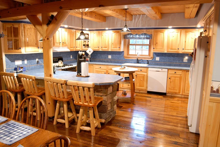 Hicks log home open floor plan interior
