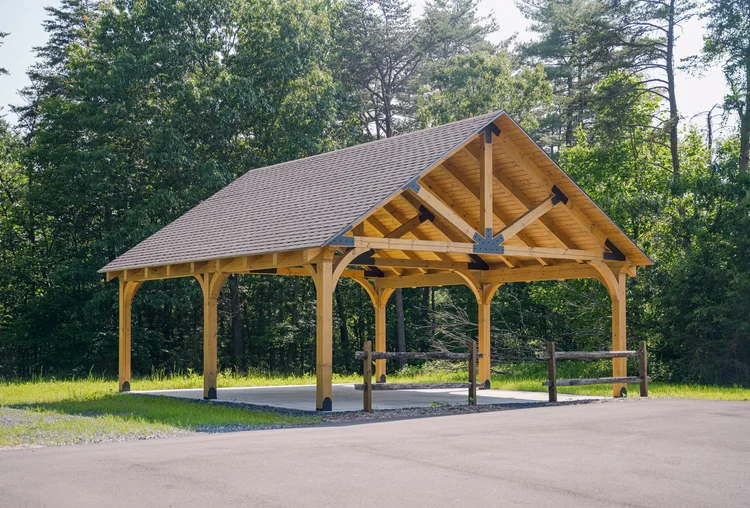 Little Buffalo pavilion side view with standing seam roof